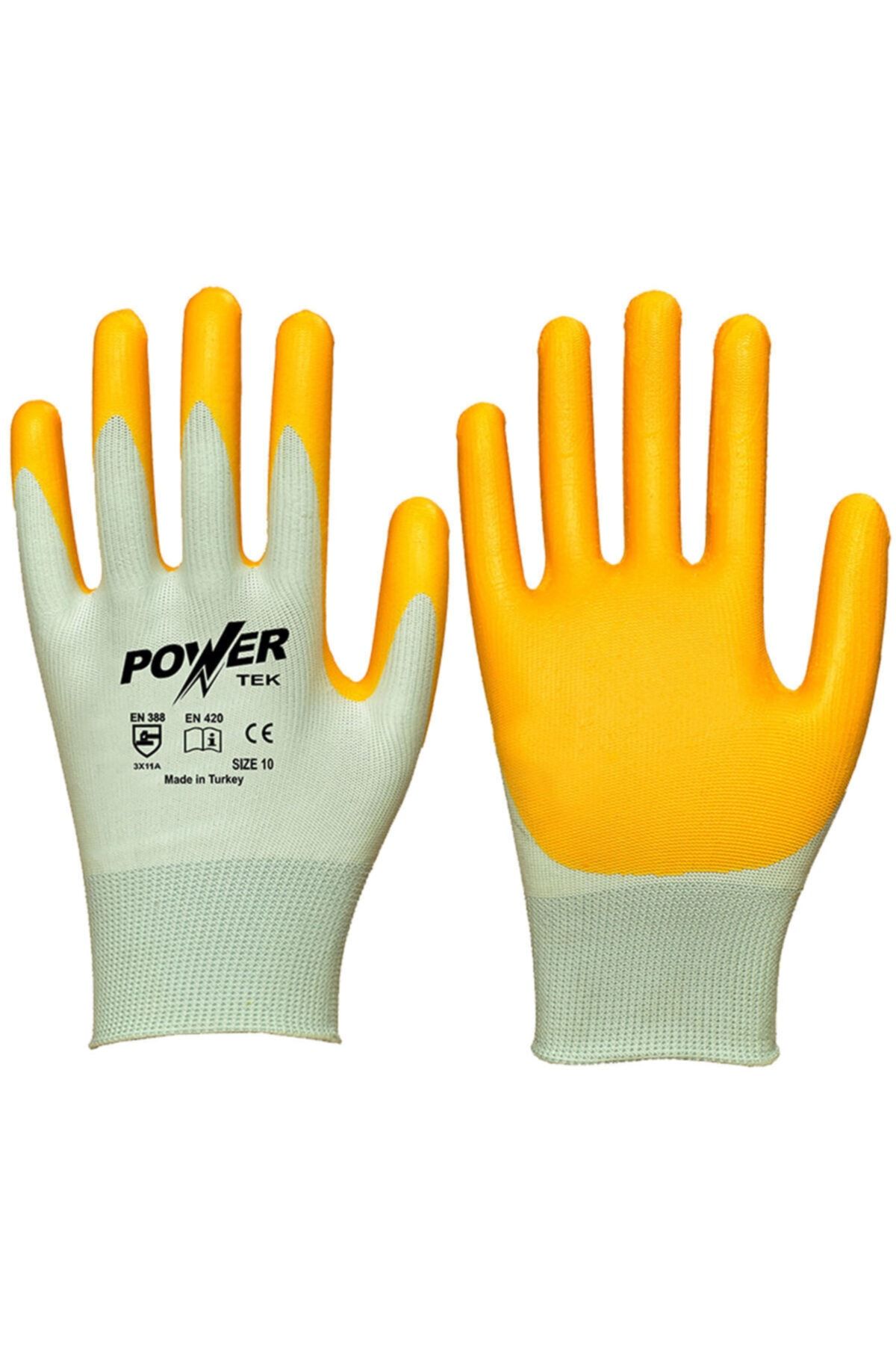 SÖKMEN CENTER Power Sarı Nitril 1/4 Kaplı Polyester Iş Eldiveni No:10