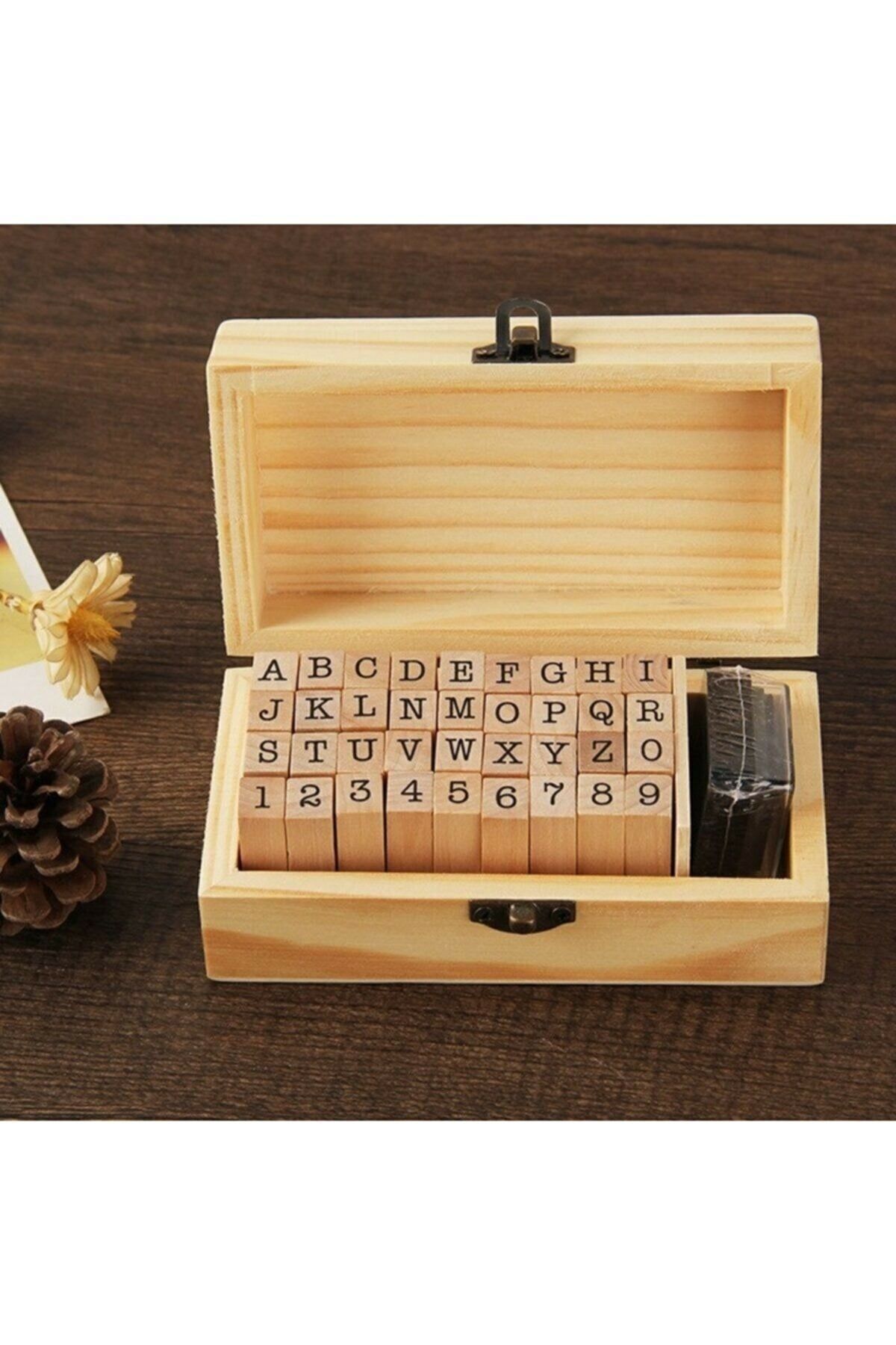 Null Store Eğitici Çocuk Gelişim Ahşap Retro Damga Mühür Seti (38 Parça)