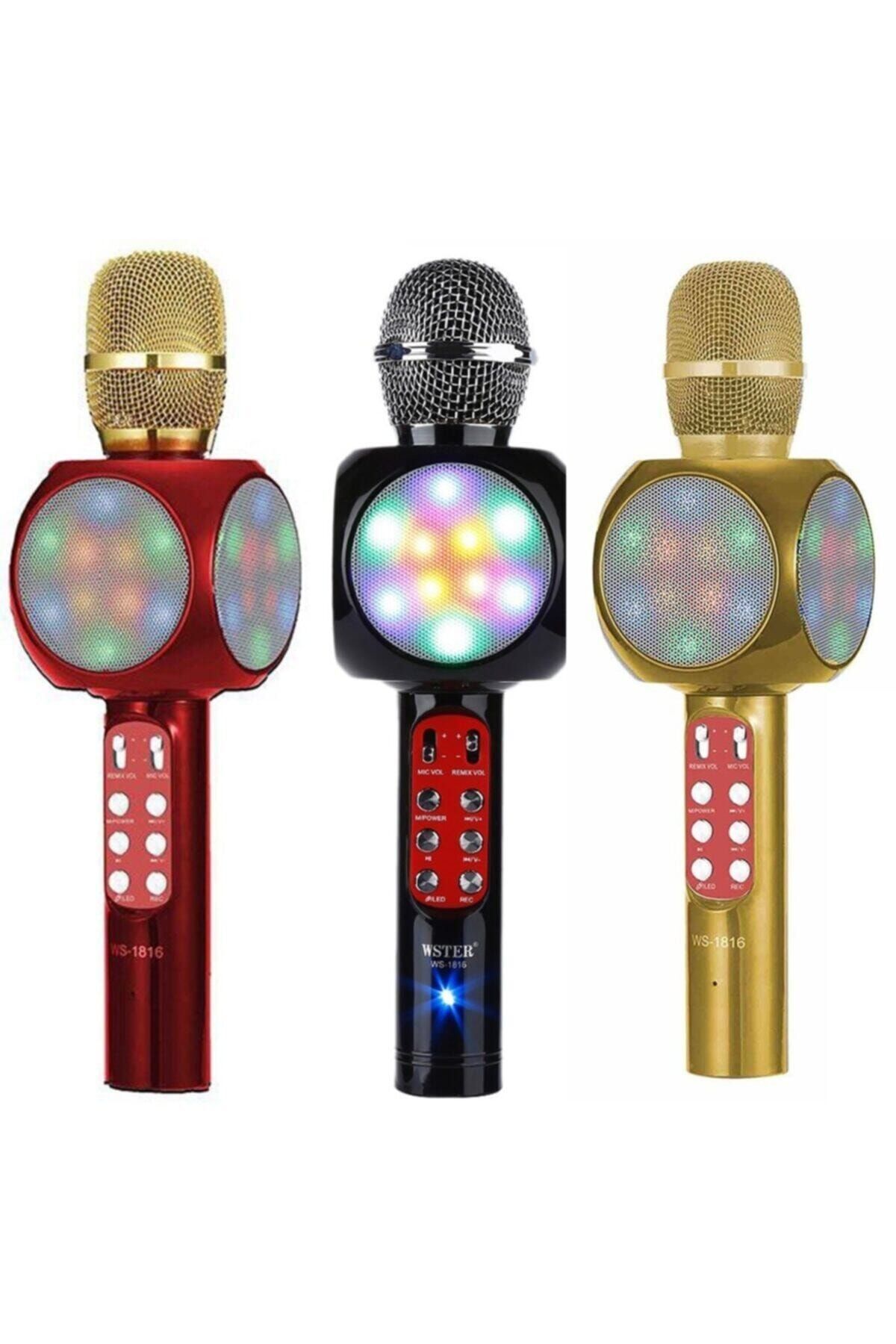 OEM Wster Ws-1816 Led Işıklı Karaoke Mikrofon Bluetooth Usb Sd Kart