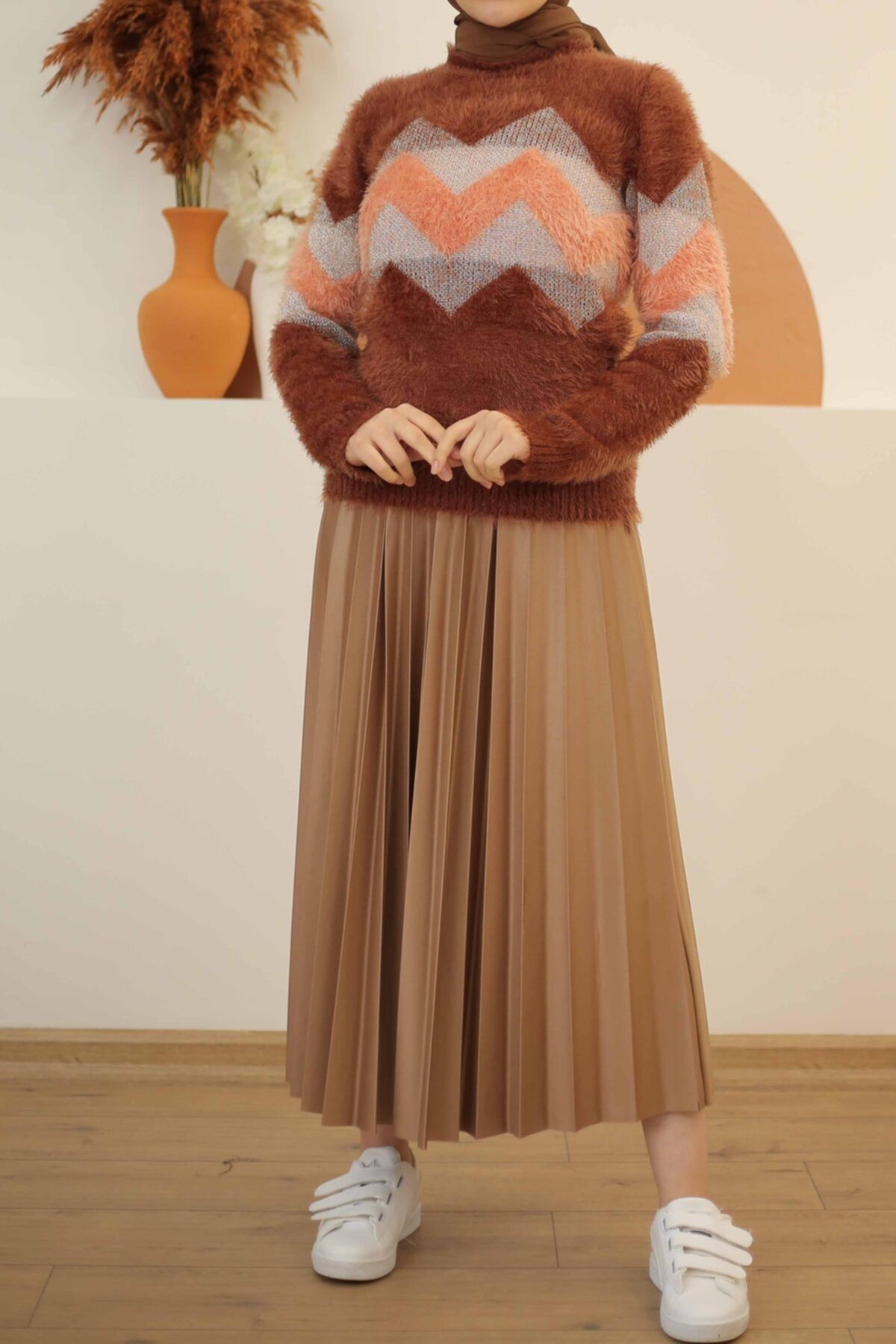 İmajButik Yumuş Triko Kazak/kiremit