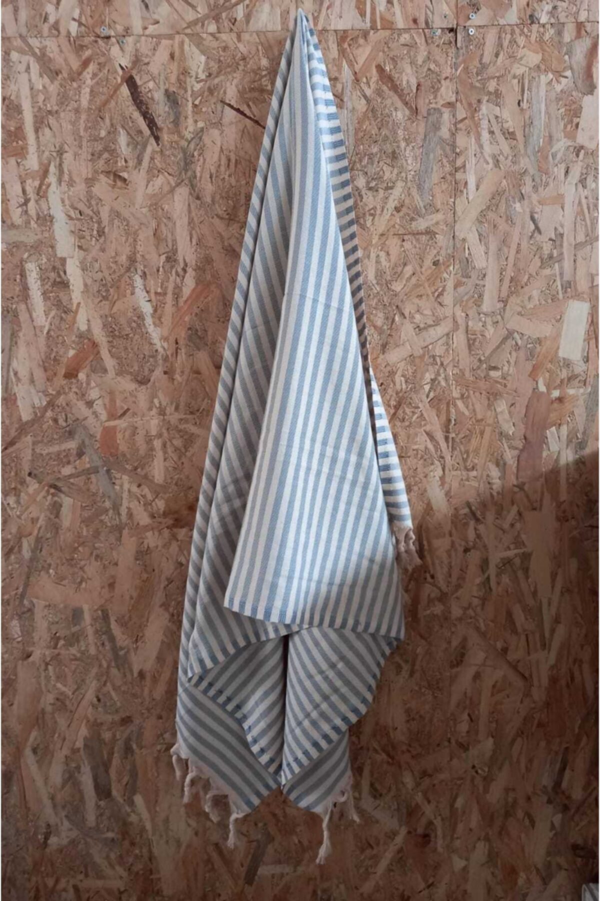EVİBU Pamuklu Peştemal 90x180 Cm Mavi / Beyaz Çizgili