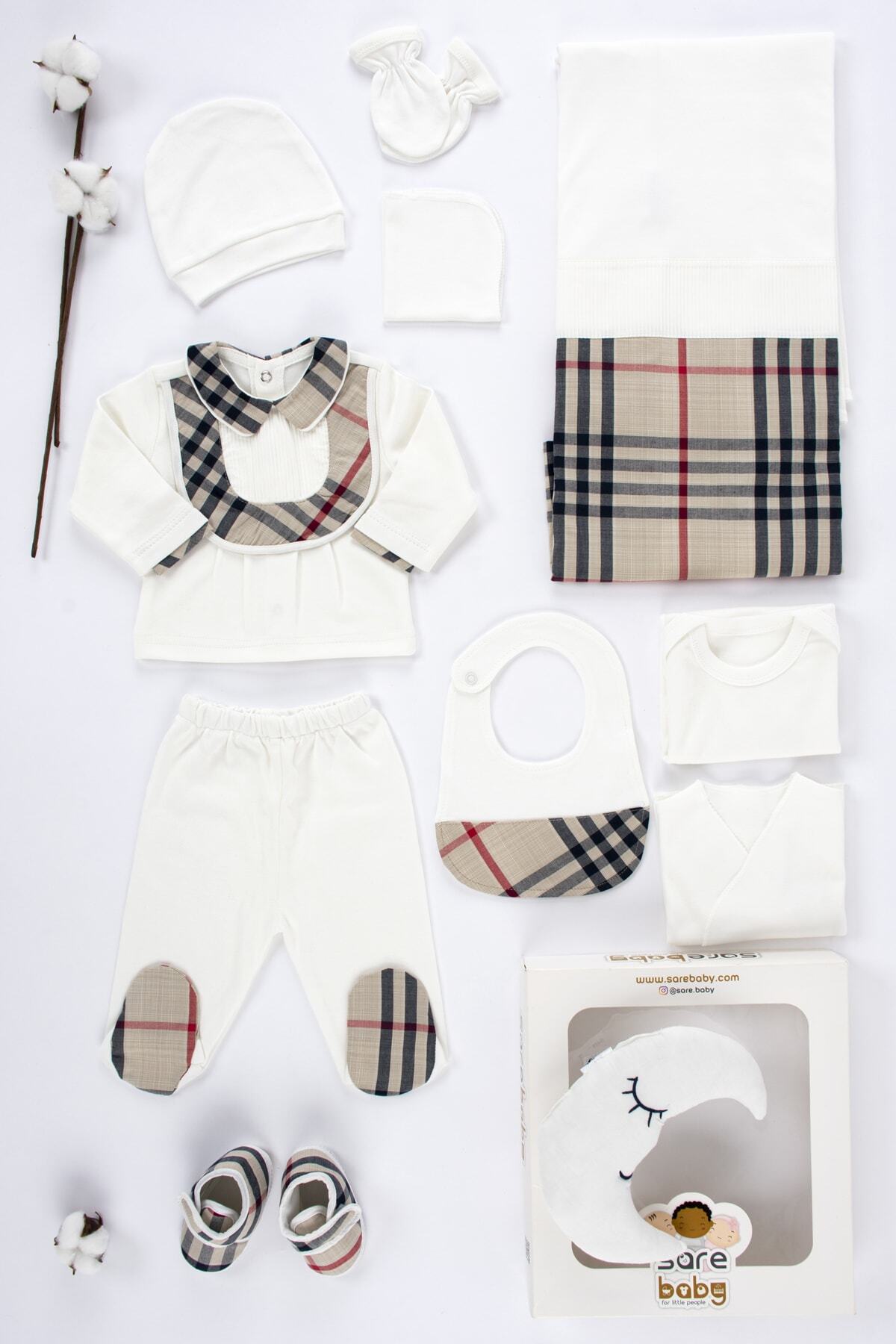 Sarebaby Nişantaşı Serisi  Unisex 10'lu Organik Bebek Hastane Çıkışı Oyuncaklı Set