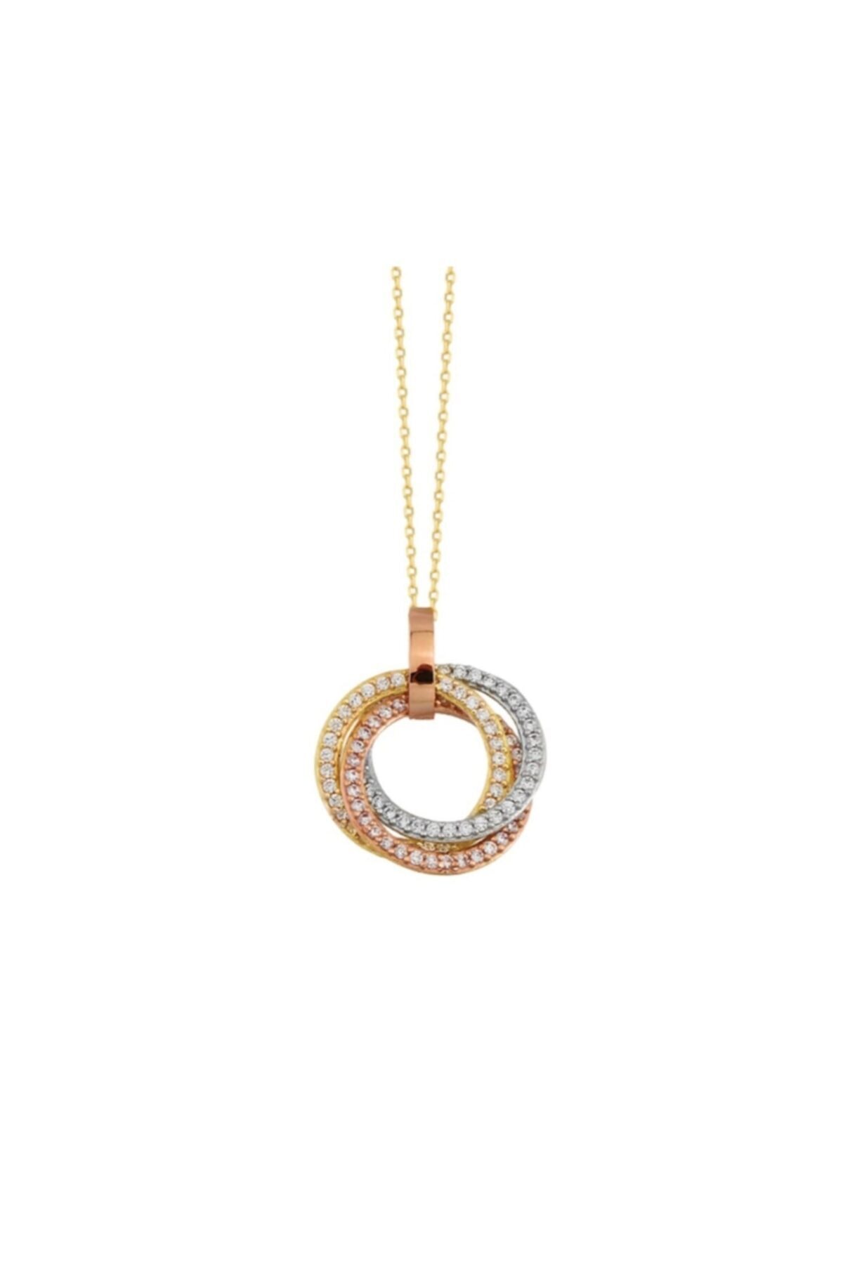 BSR GOLD 14 Ayar Altın Üç Halka Kolye