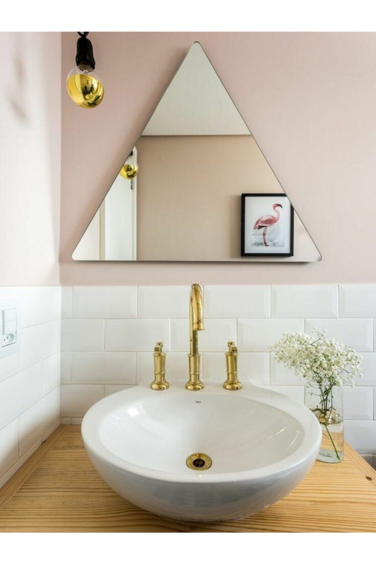 Aypars Atlye Dekoratif Banyo Lavabo Aynası Üçgen 70x70 cm 4 mm Flotal Ayna
