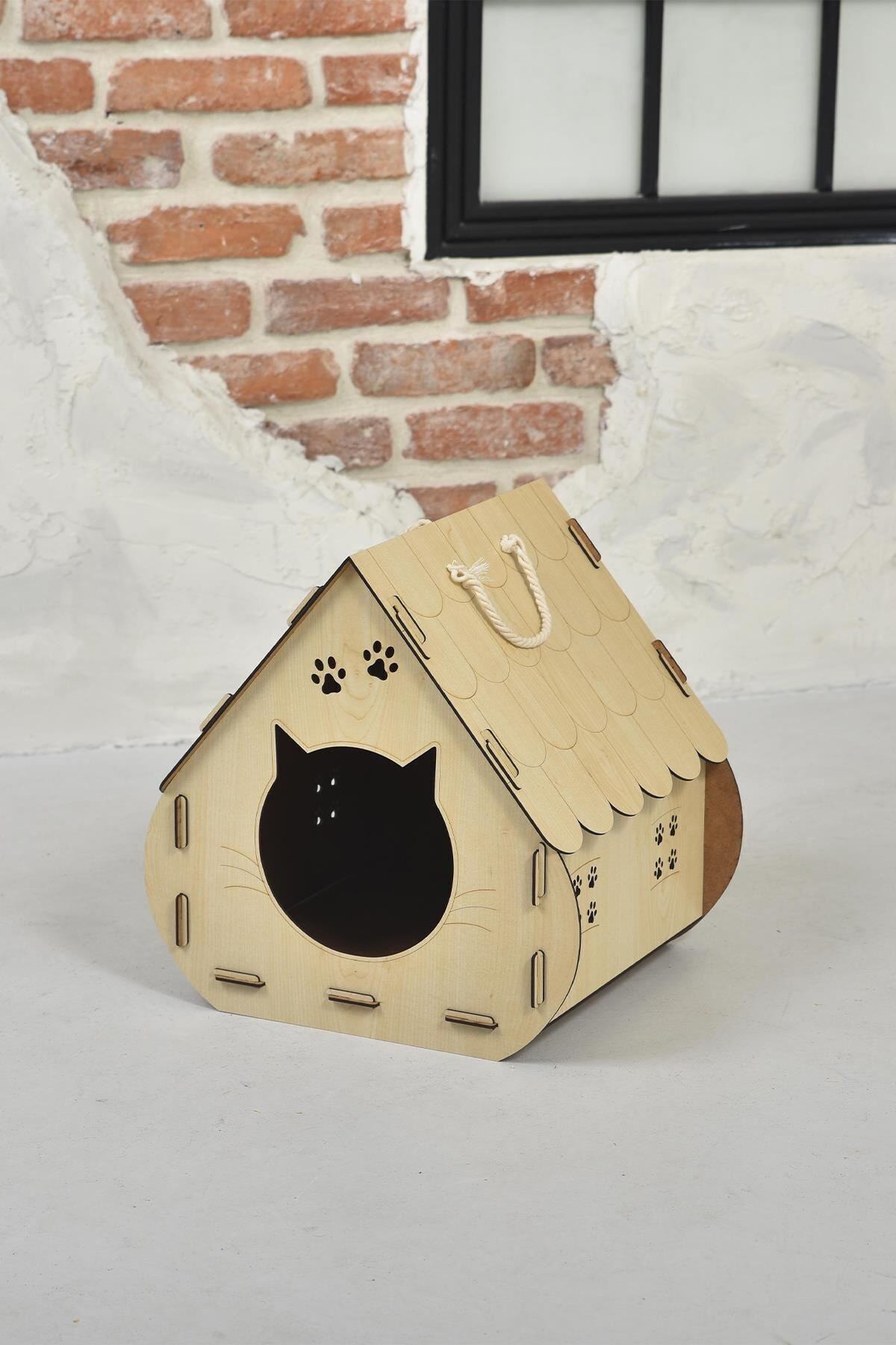 Ena Butik Tekir Kedi Evi Akça 33*40*33