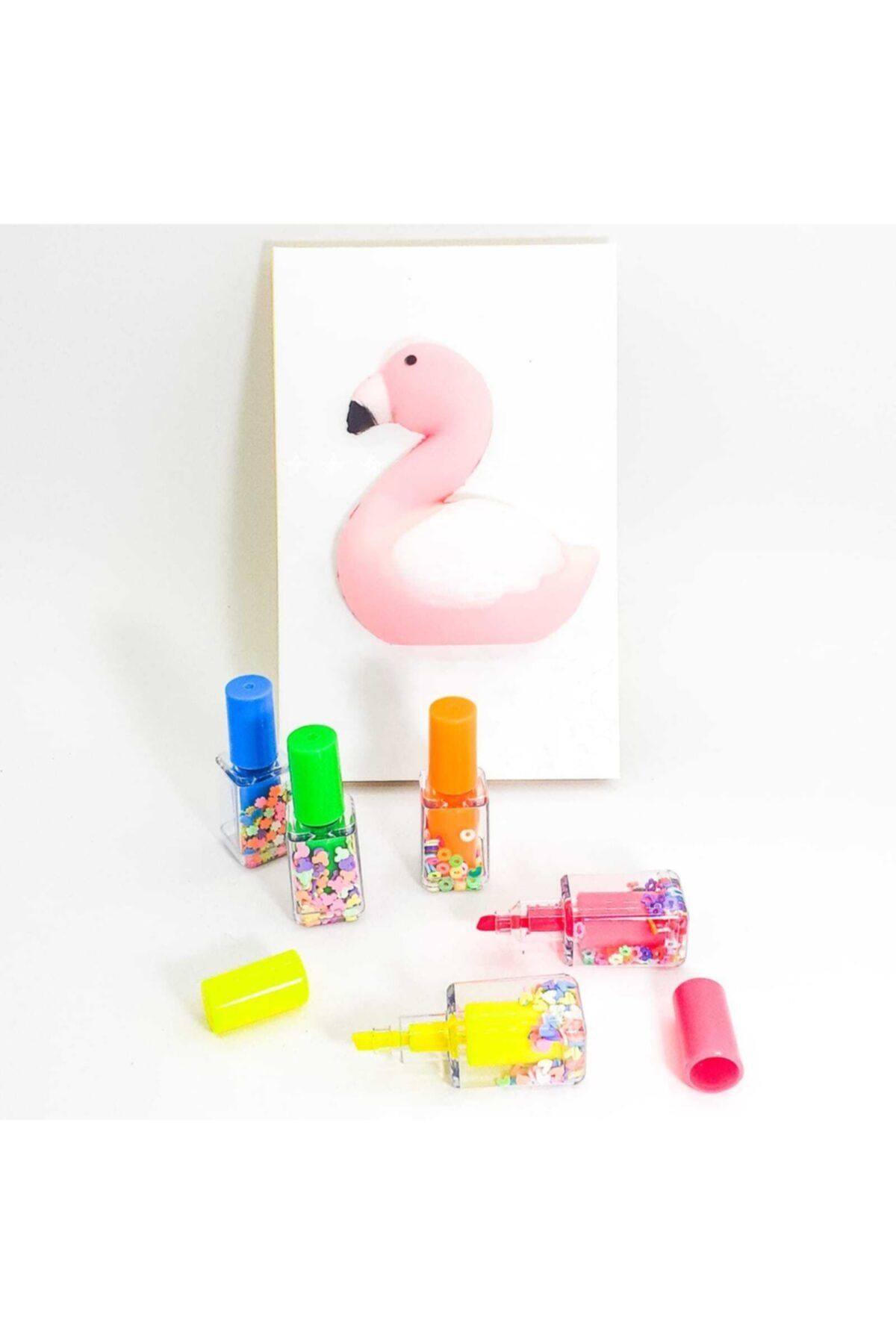 Çılgıntrend Squishy Defter A5 Flamingo Ve Oje Görünümlü Keçeli Kalem