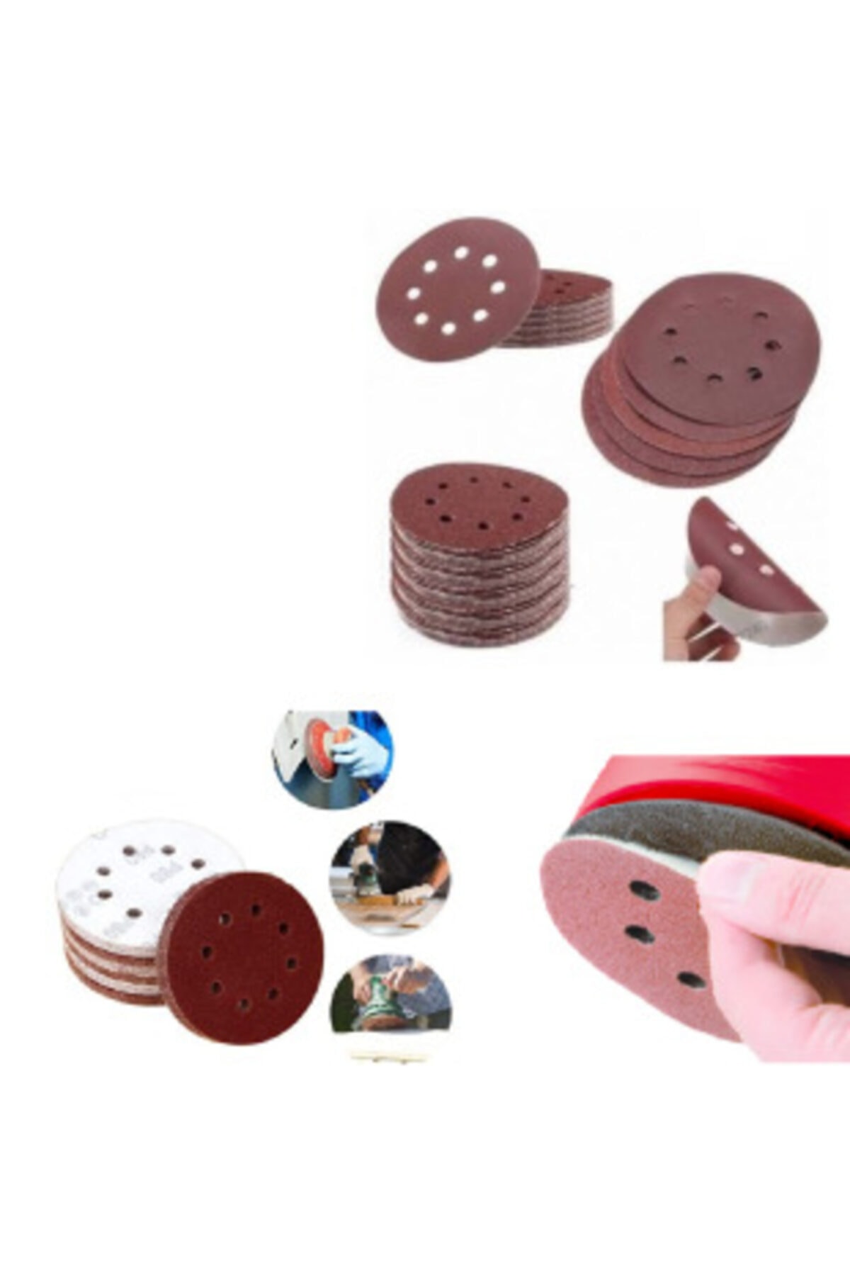 NiPower Ahşap Delikli Cırt Zımpara Kağıdı 125 Mm 220 Kum Paket 5 Adet