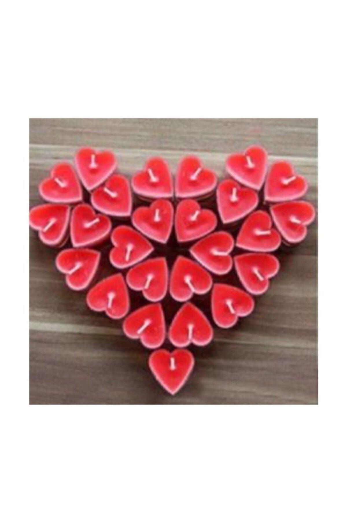 Nerox Kırmızı Kalpli Tealight Mum 50'li