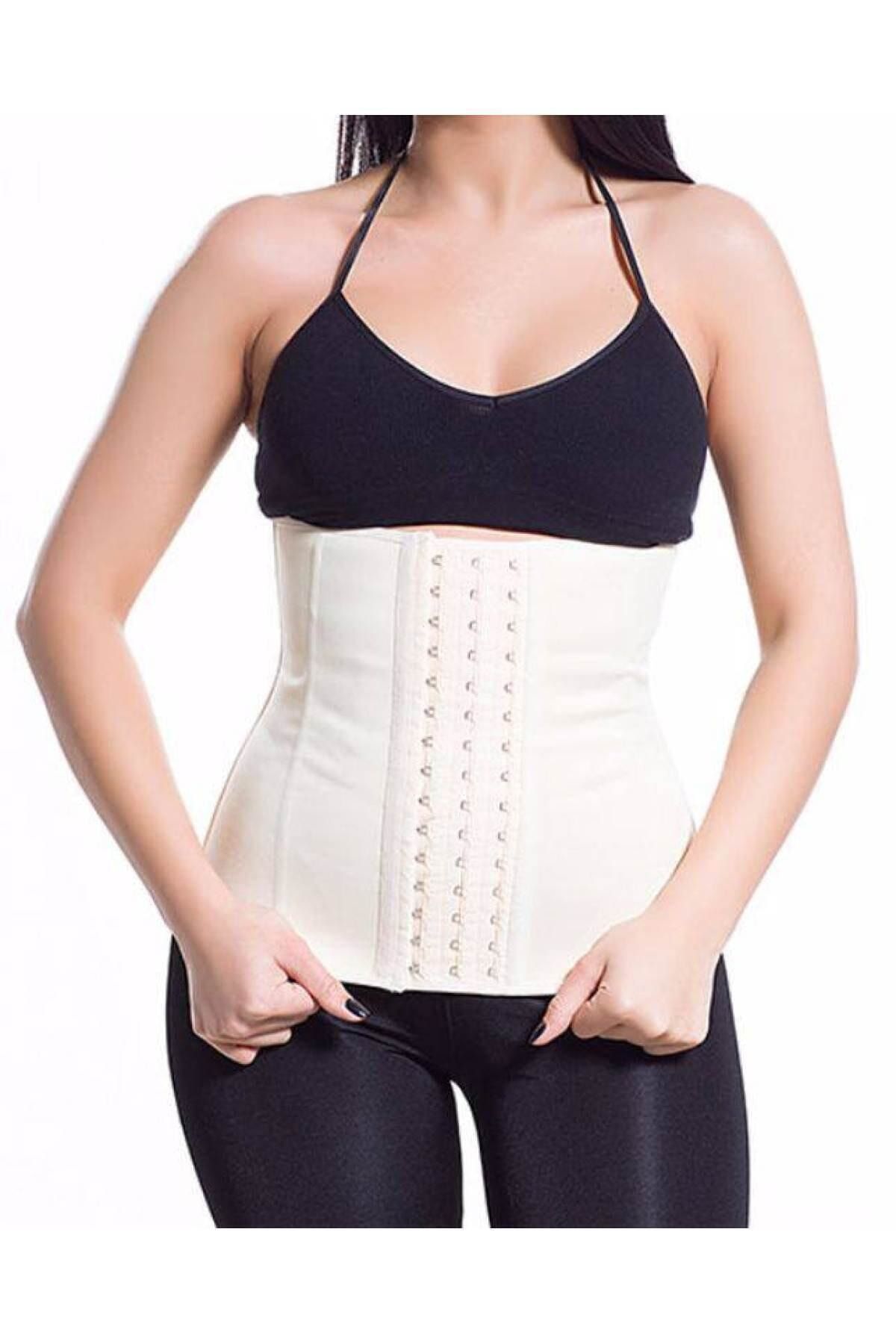 Sh Mağazacılık Kadın Bej Askısız Latex Göbek Korse Extra Sıkı Double Korse