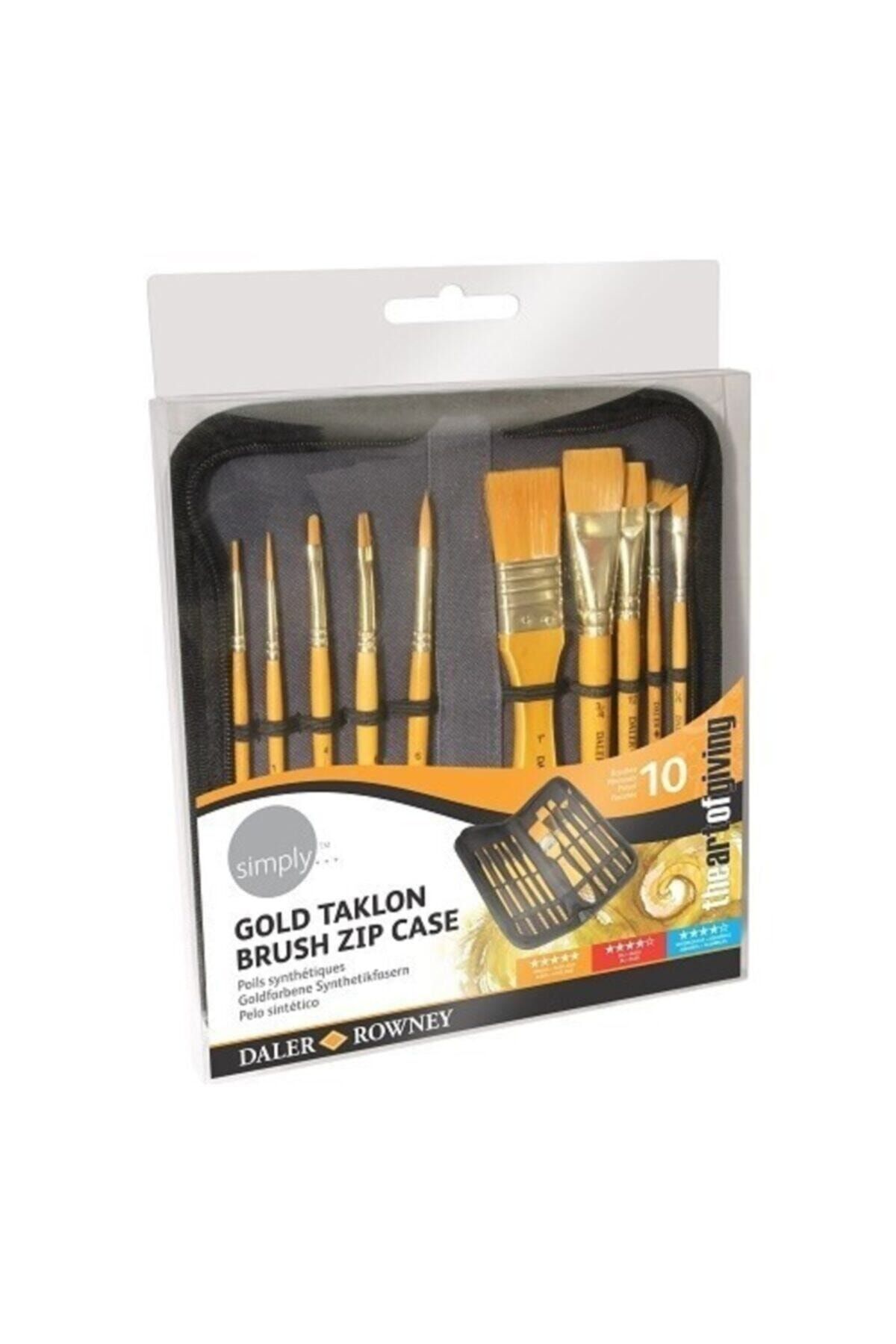 3K Daler Rowney Simply Gold Taklon Akrilik Çantalı Fırça Seti 10'lu