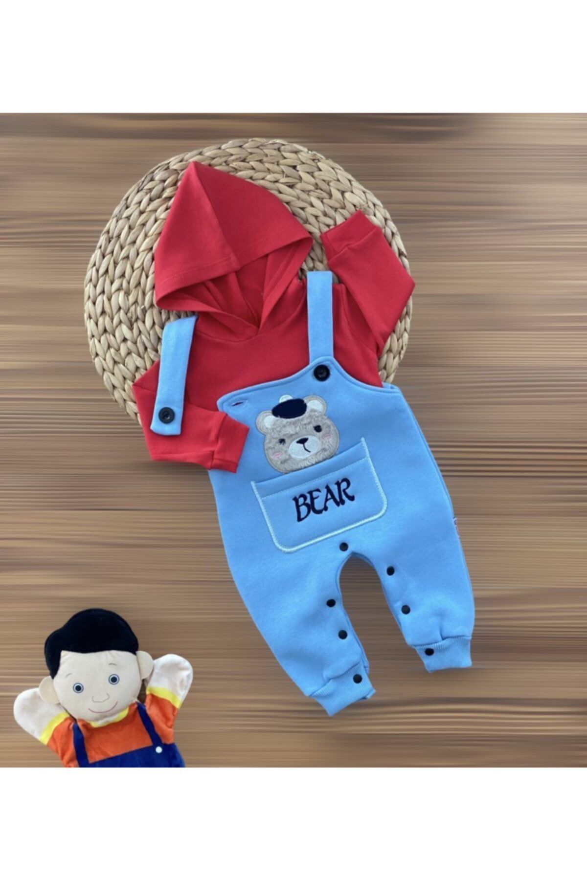 Murat Baby 2’li Kapüşonlu Uzun Kollu Polar Slopet Mavi