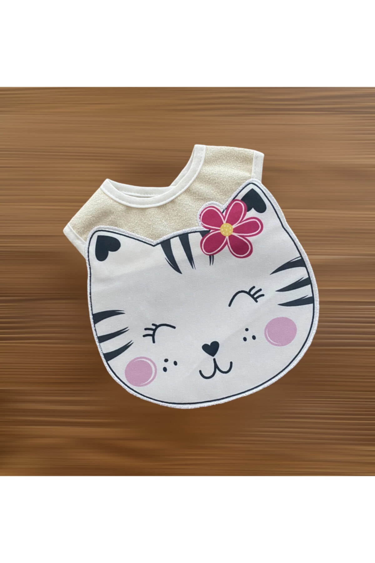 nikuby Neşeli Kedili Yakadan Cırtlı Önlük