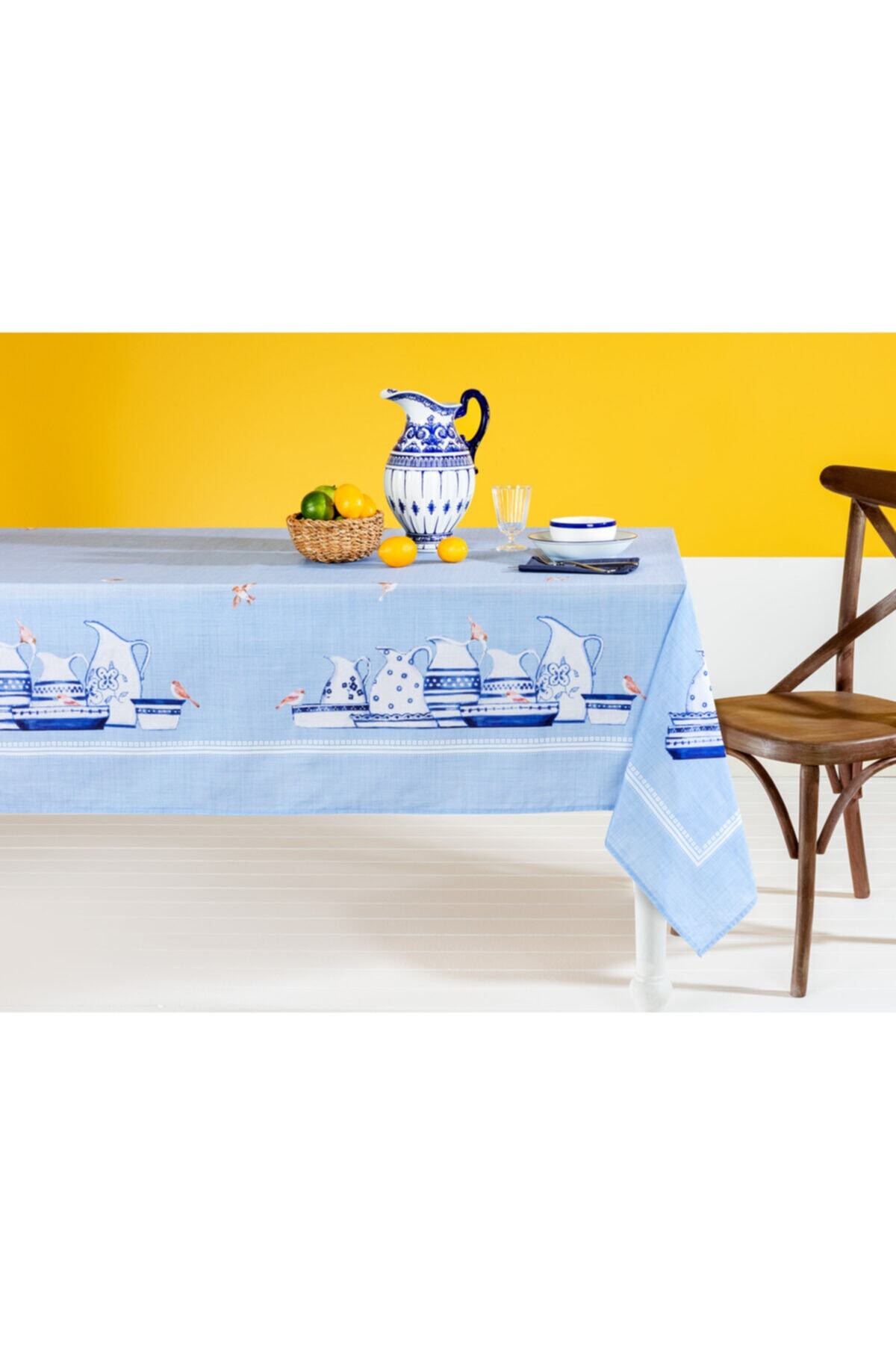 Madame Coco Belle Polycotton Masa Örtüsü - Mavi - 160x250 Cm