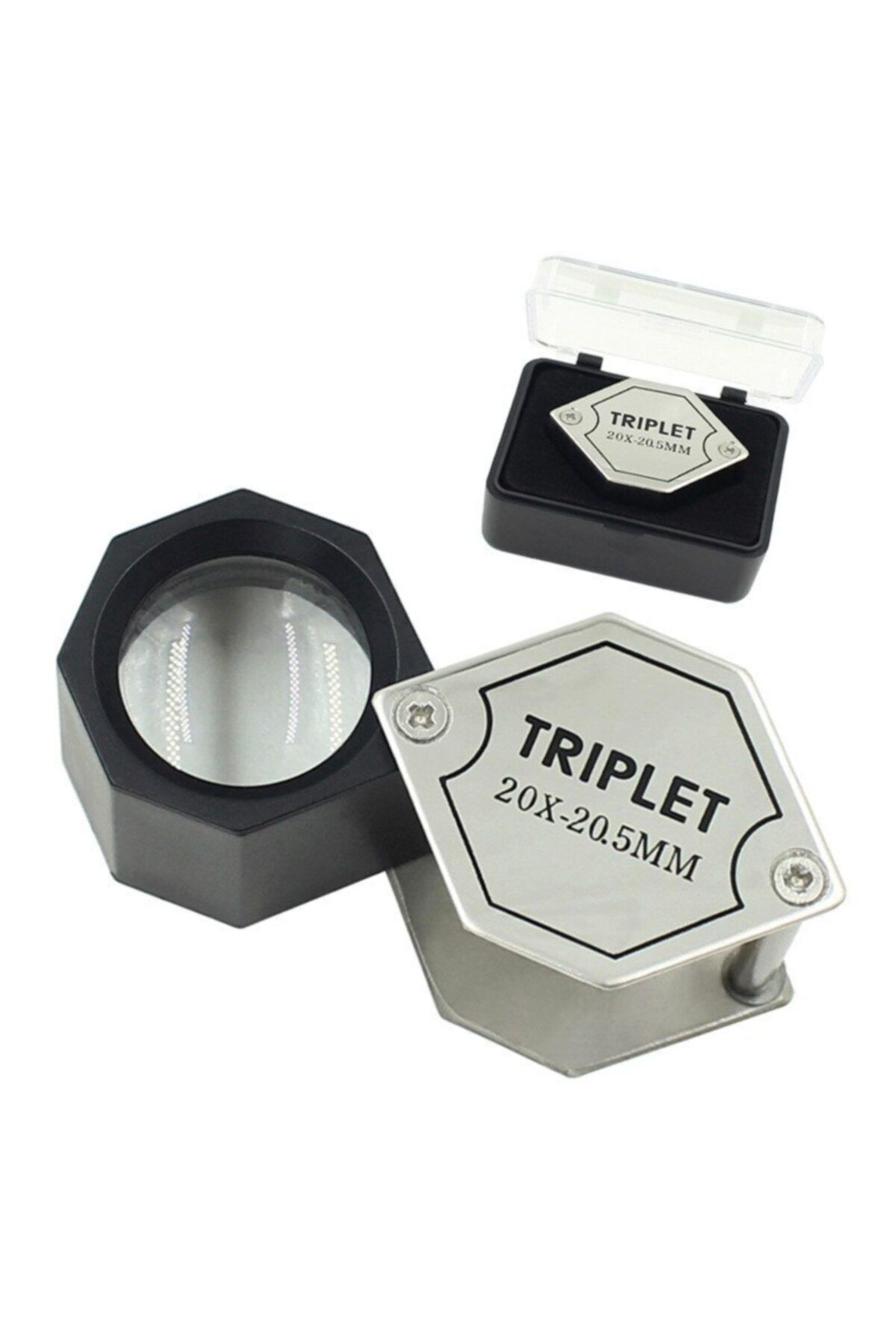 Profisher 20x Katlanır Büyüteç 20.5mm Optik Cam Lens Metal Kasa