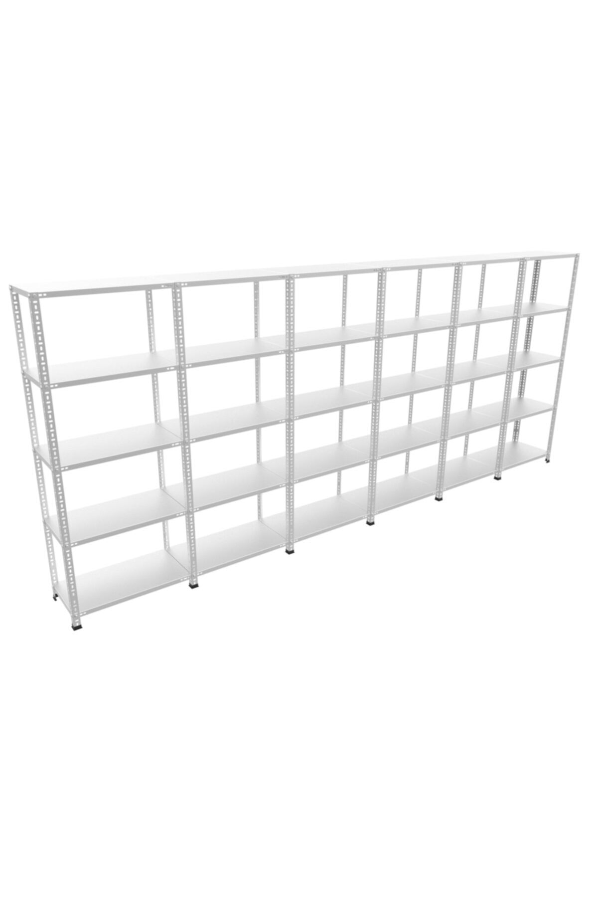RafBurada 5 Katlı 6'lı Bitişik Galvaniz Çelik Raf.Depo,Dosya Raf 1.00 MM-59X93-200cm