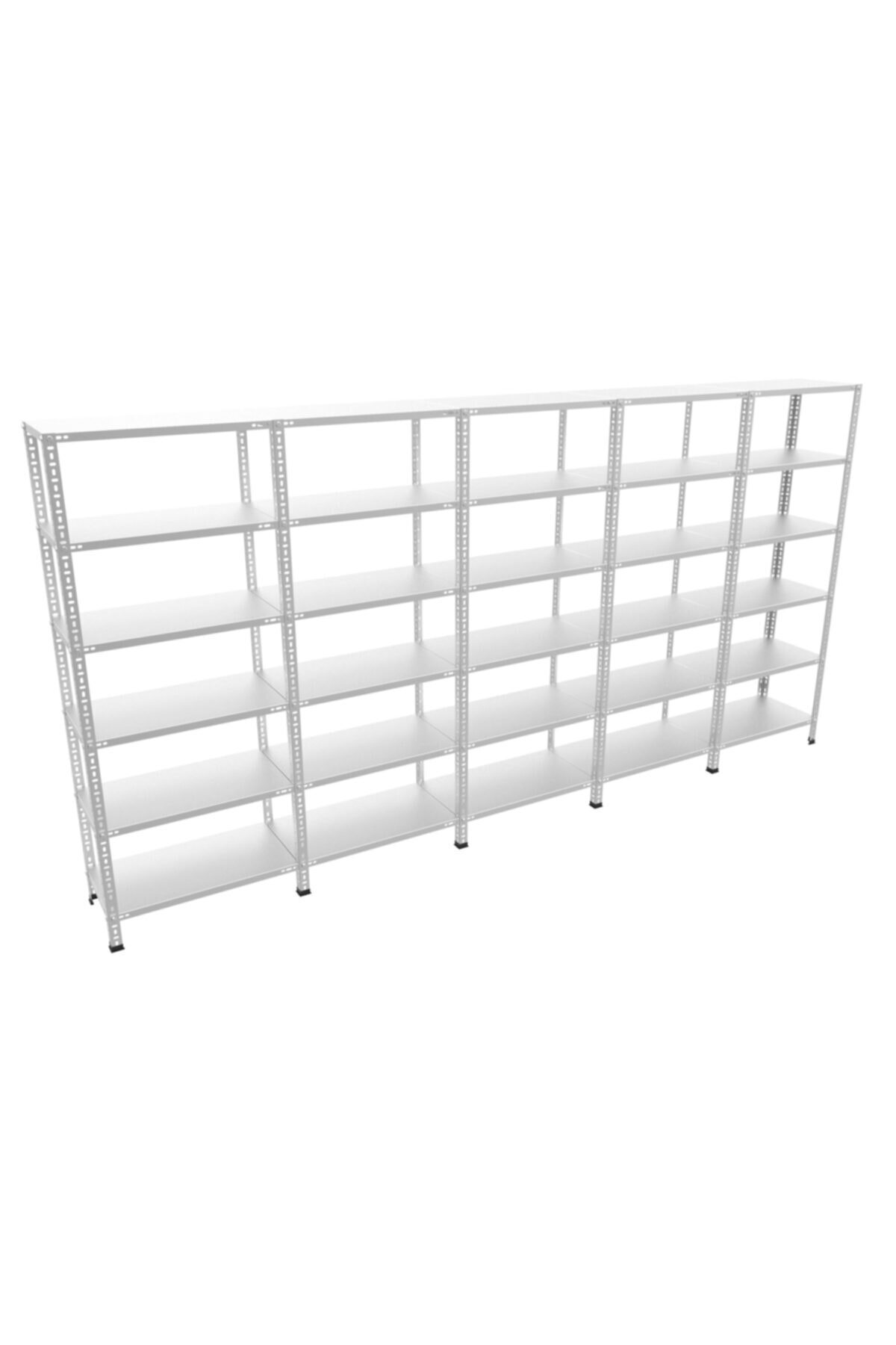 RafBurada 6 Katlı 5'li Bitişik Galvaniz Çelik Raf.Depo,Dosya Raf 1.00 MM-59X75-200cm