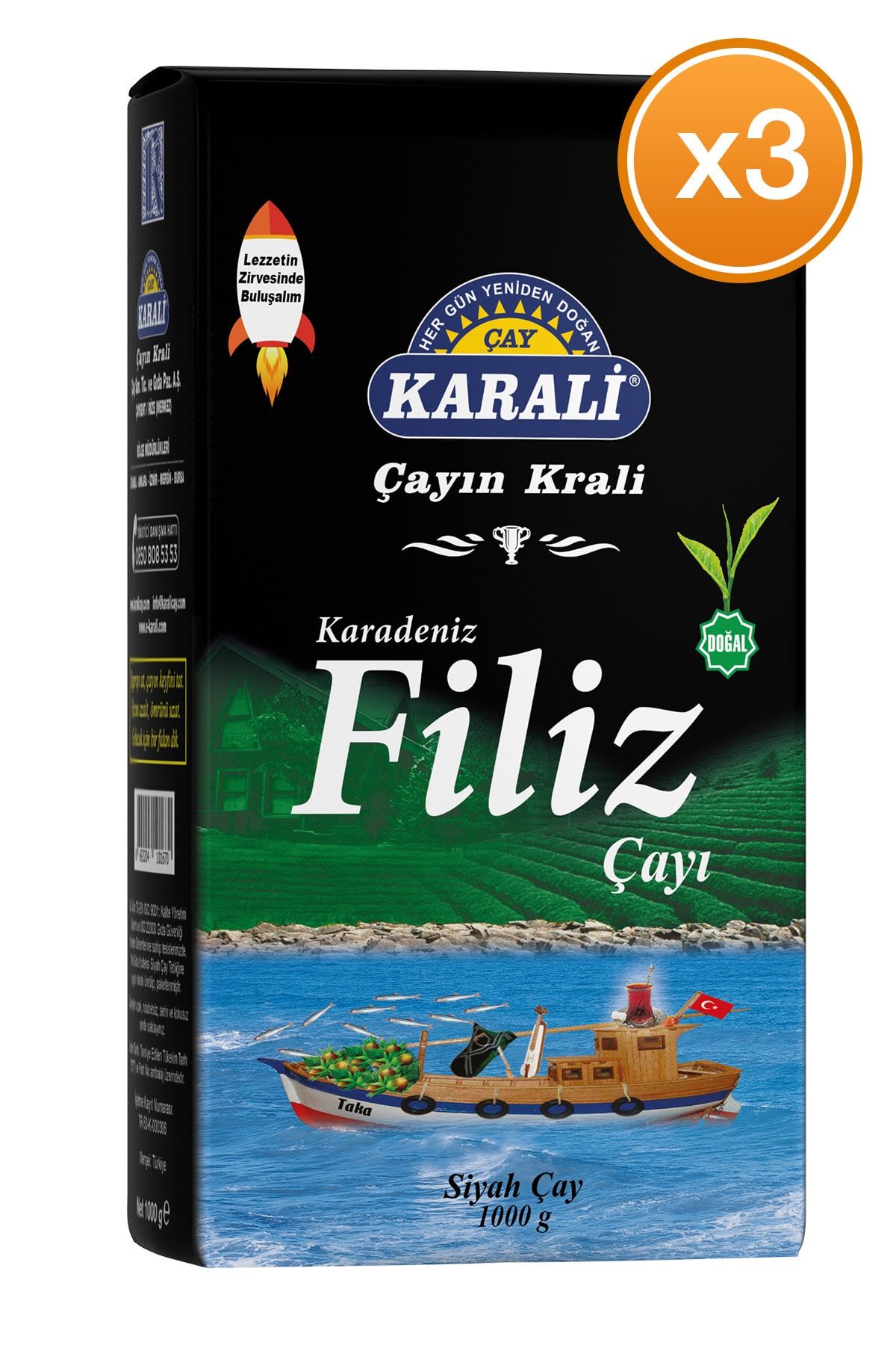 Karali Çay Karali Karadeniz Filiz Dökme Çay 1 kg X 3 Adet
