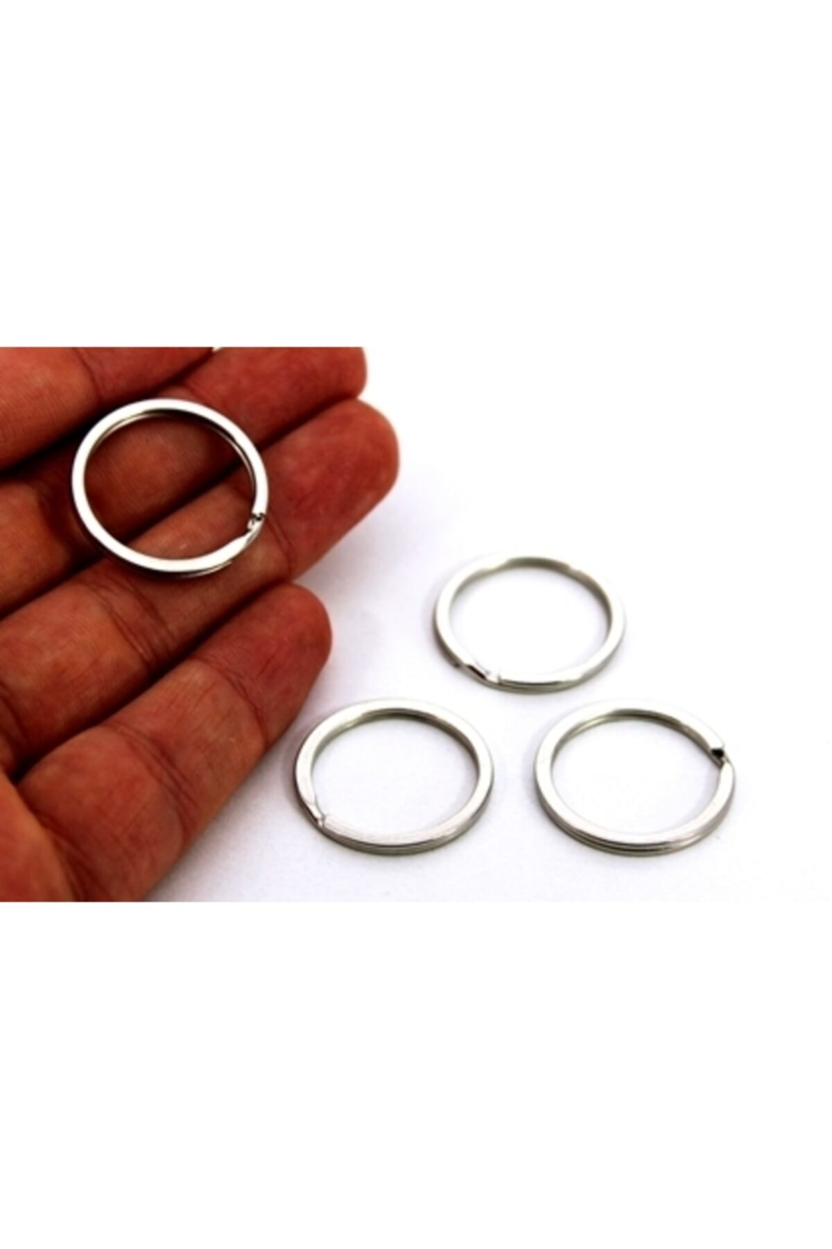 YF STORE 10 Adet - 25 Mm Nikel Kaplama Yuvarlak Ezme Anahtarlık Halkası