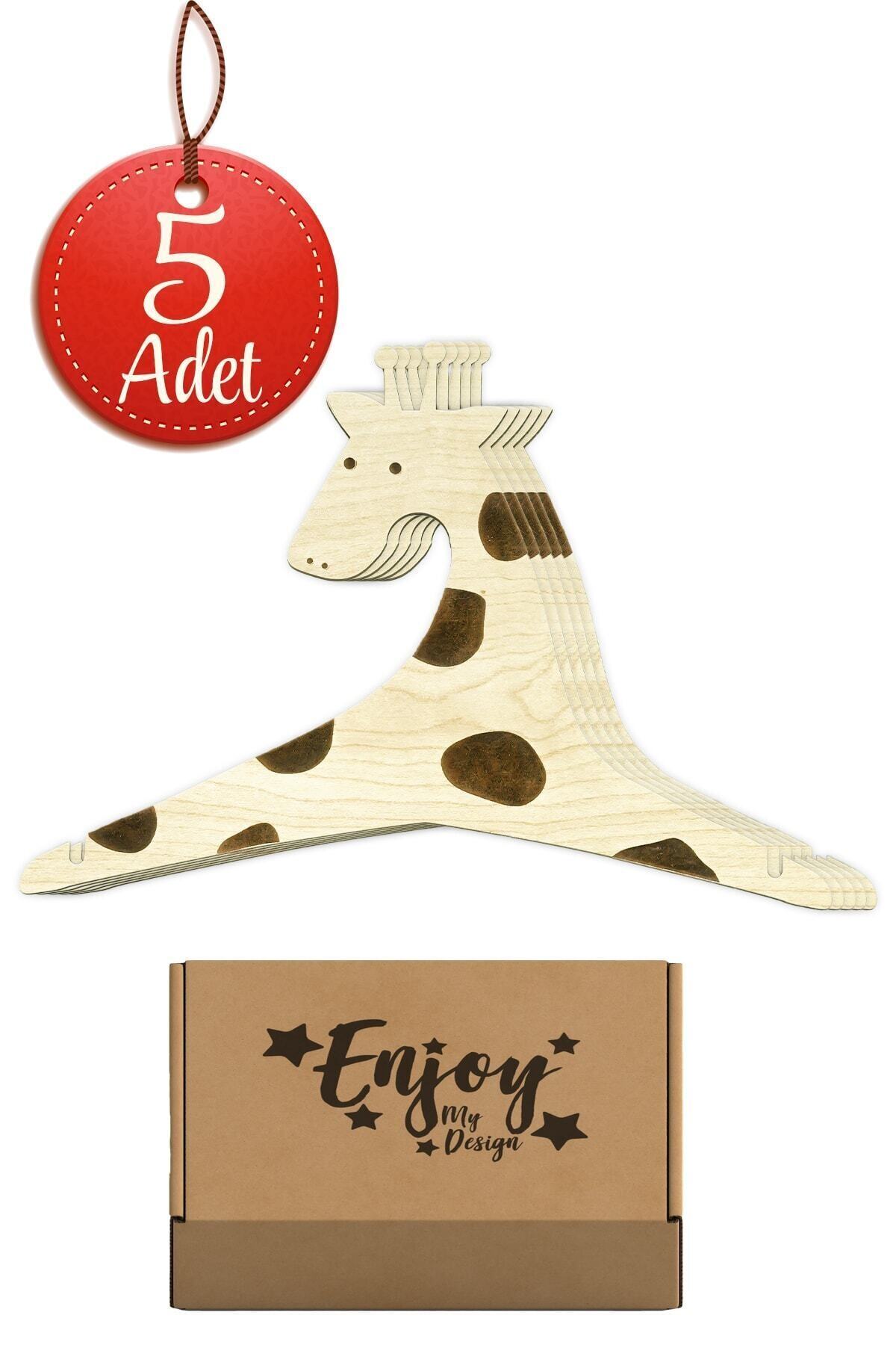 Enjoymydesign 5li Bebek Elbise Askısı Ahşap Zürafa Giysi Askısı Bebek Dolap Askısı