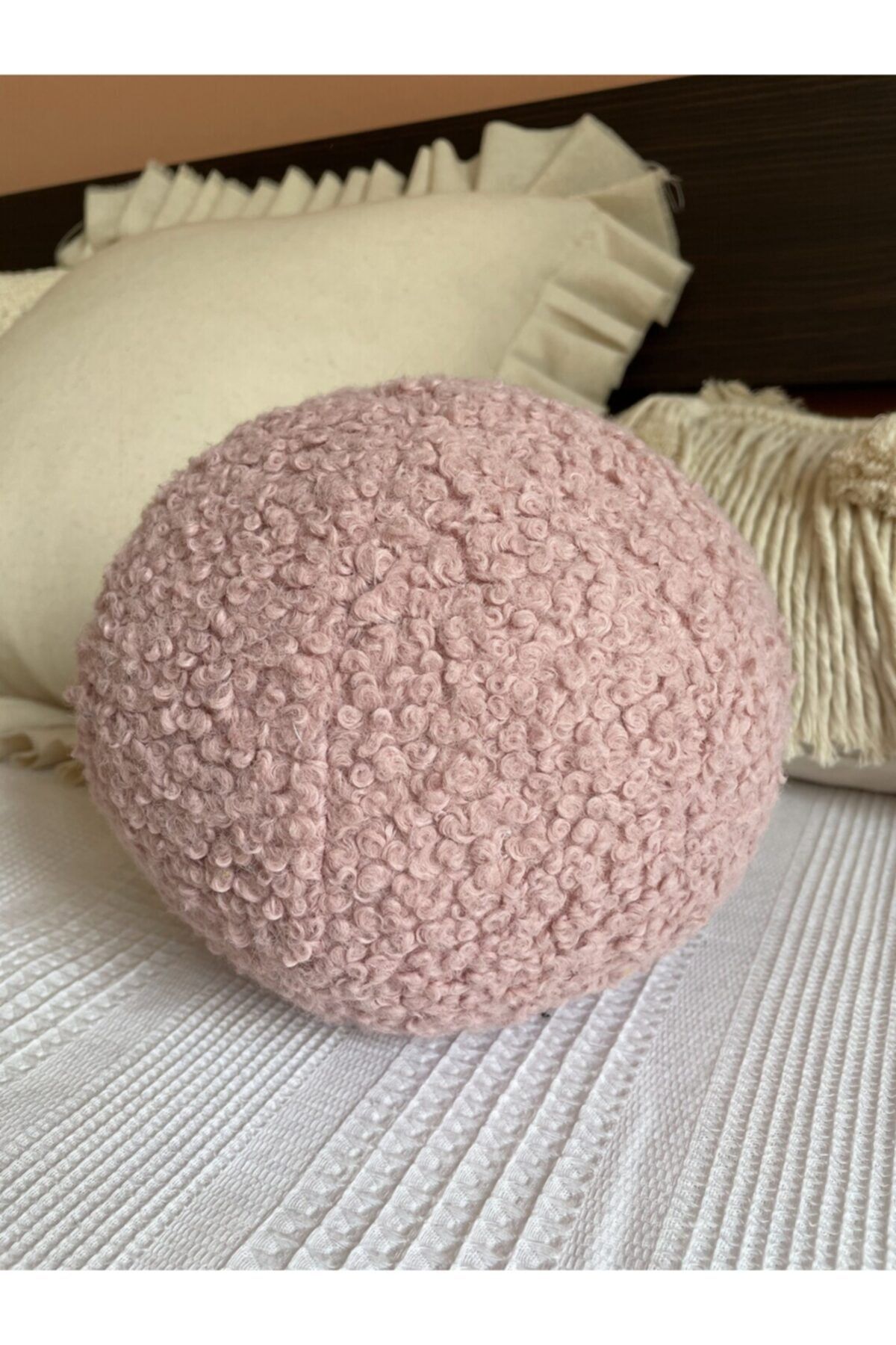 Saruhan Pembe Buklet Dekoratif Top Yastık 40cm