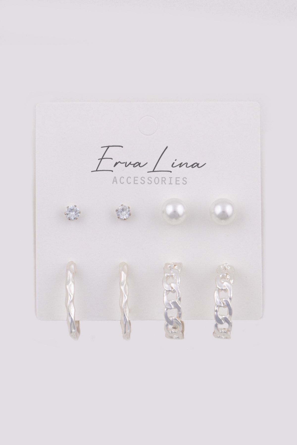 Ervalina 4 Çift Tasarım Kombin Küpe Set 0259