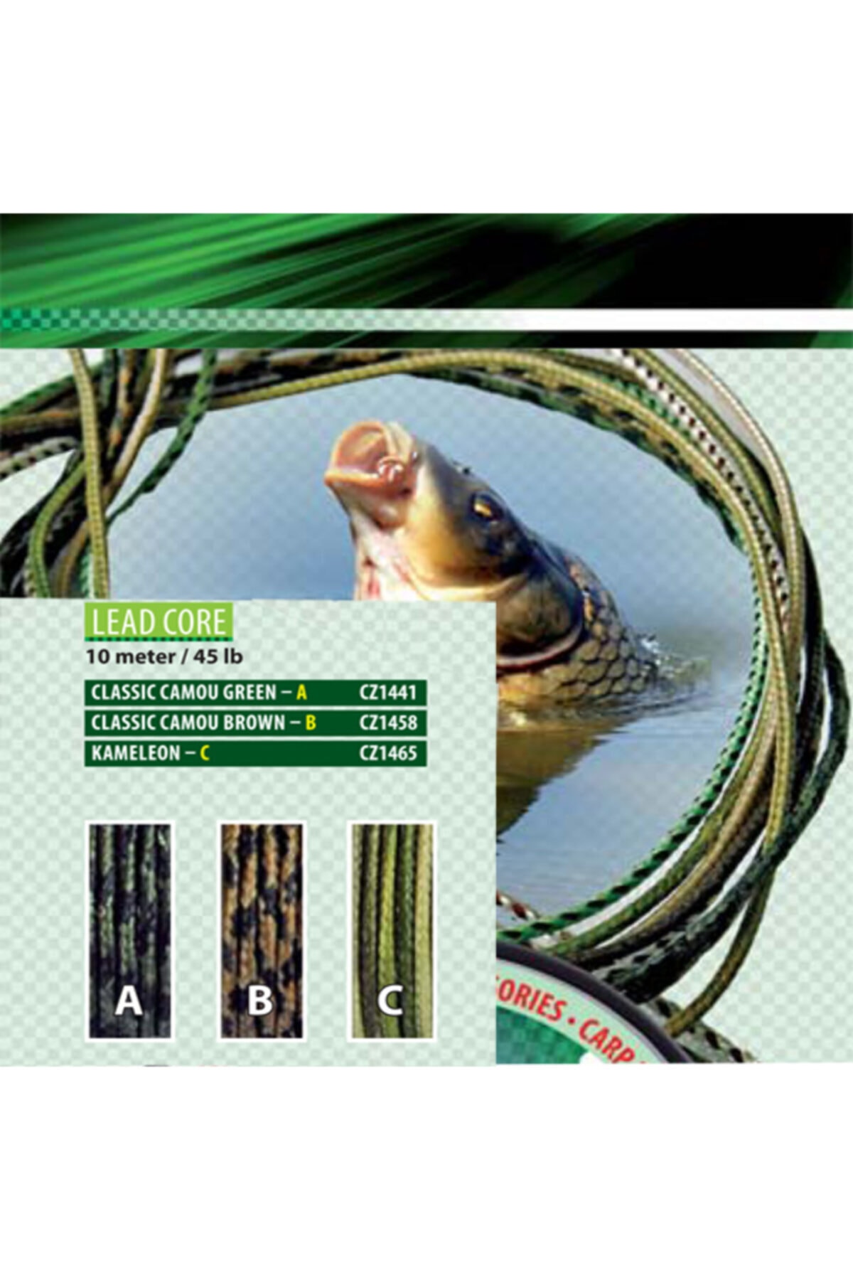 elifeoutdoor Cz 1458 Lead Core Klasik - Kahverengi Kamuflaj 45 Lb, 10 Mt