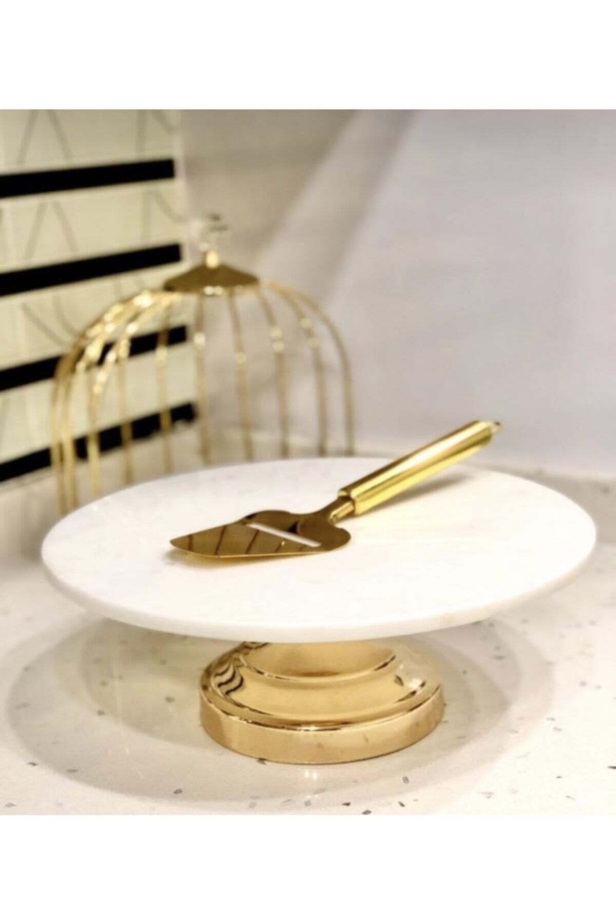 Sillage Home Dekoratif Mermer Pasta Standı ,lüks Mermer Kek Standı