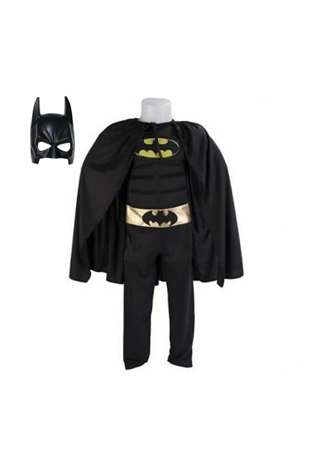 Liyavera Yetişkin Batman Kostümü Kaslı Pelerinli Batman Kıyafeti