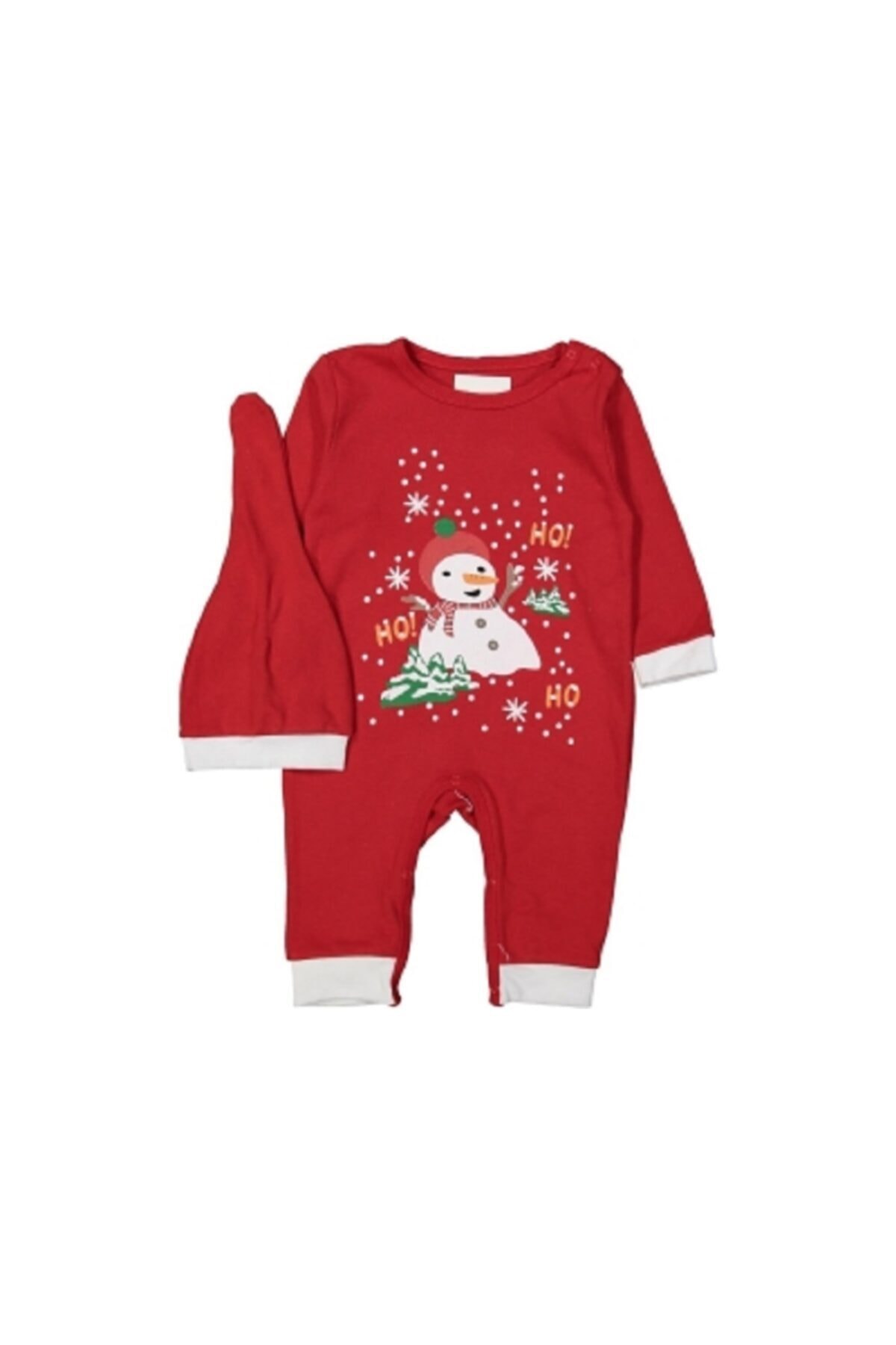 Dream Baby Dream Ho Ho Ho Kardan Adam Noel Unısex Aylık Bebek Şapkalı Tulum