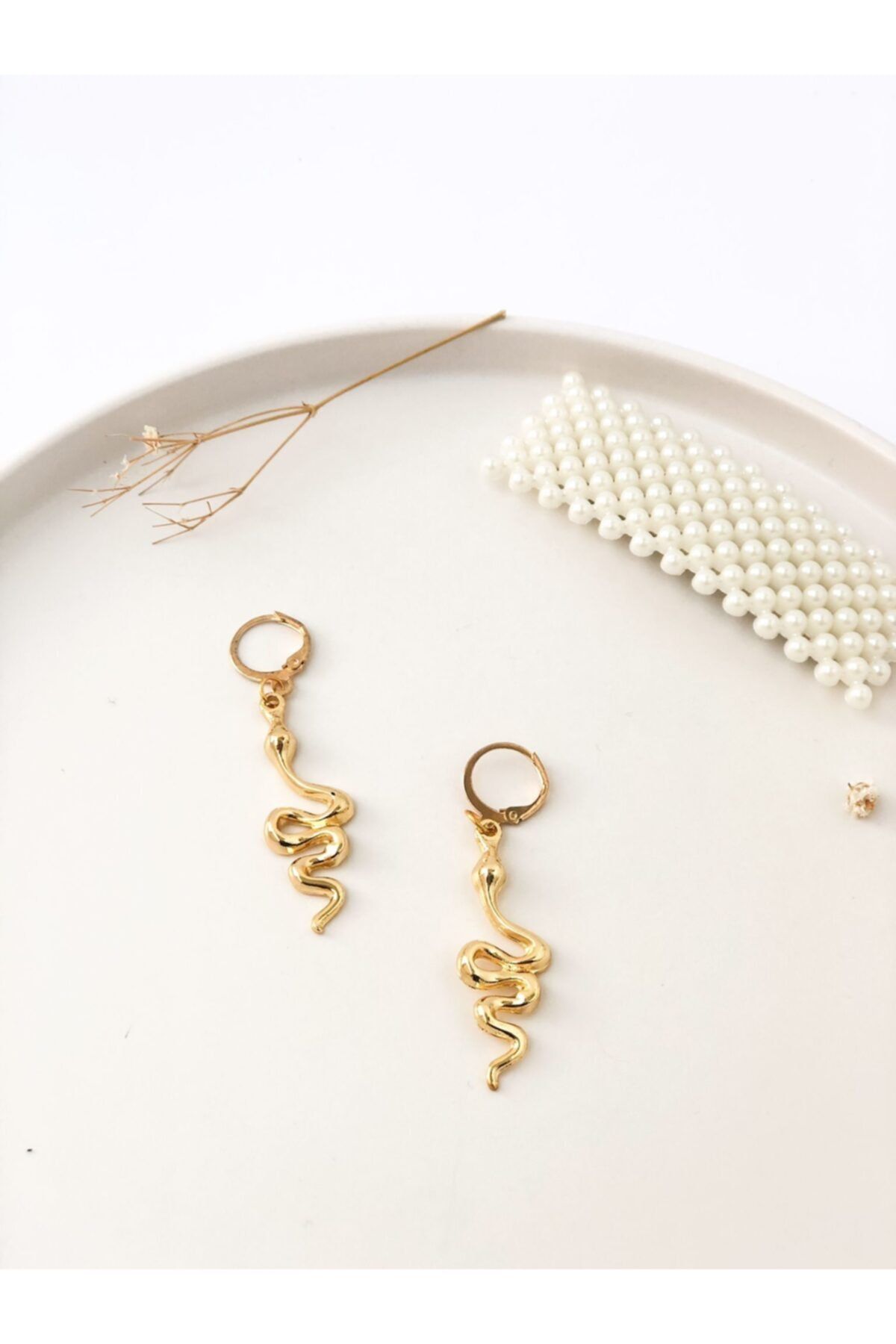 Lila Accessory Yılan Figürlü Altın Kaplama Küpe