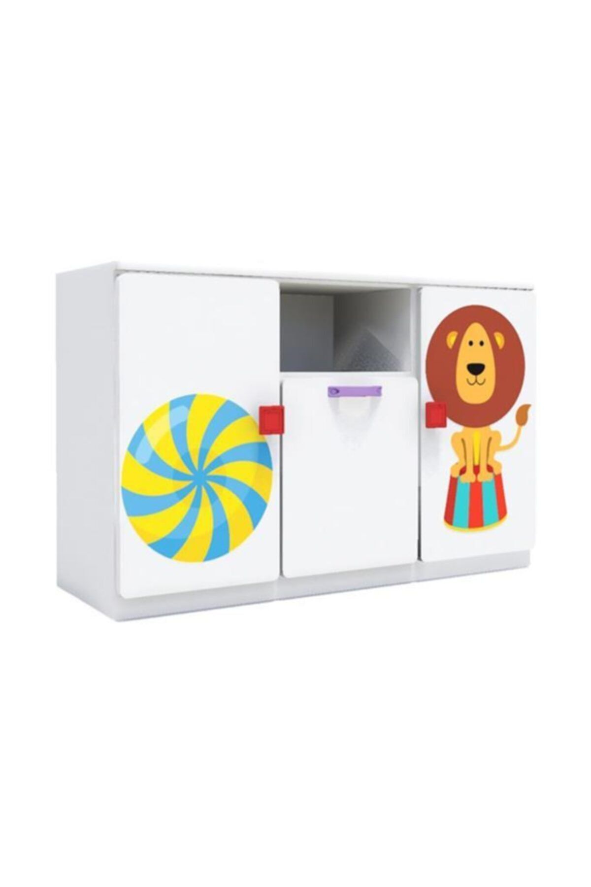 WoodyLife 1 Çekmeceli 2 Kapaklı Çocuk Odası Anaokulu Kreş Dolap Sirk Temalı