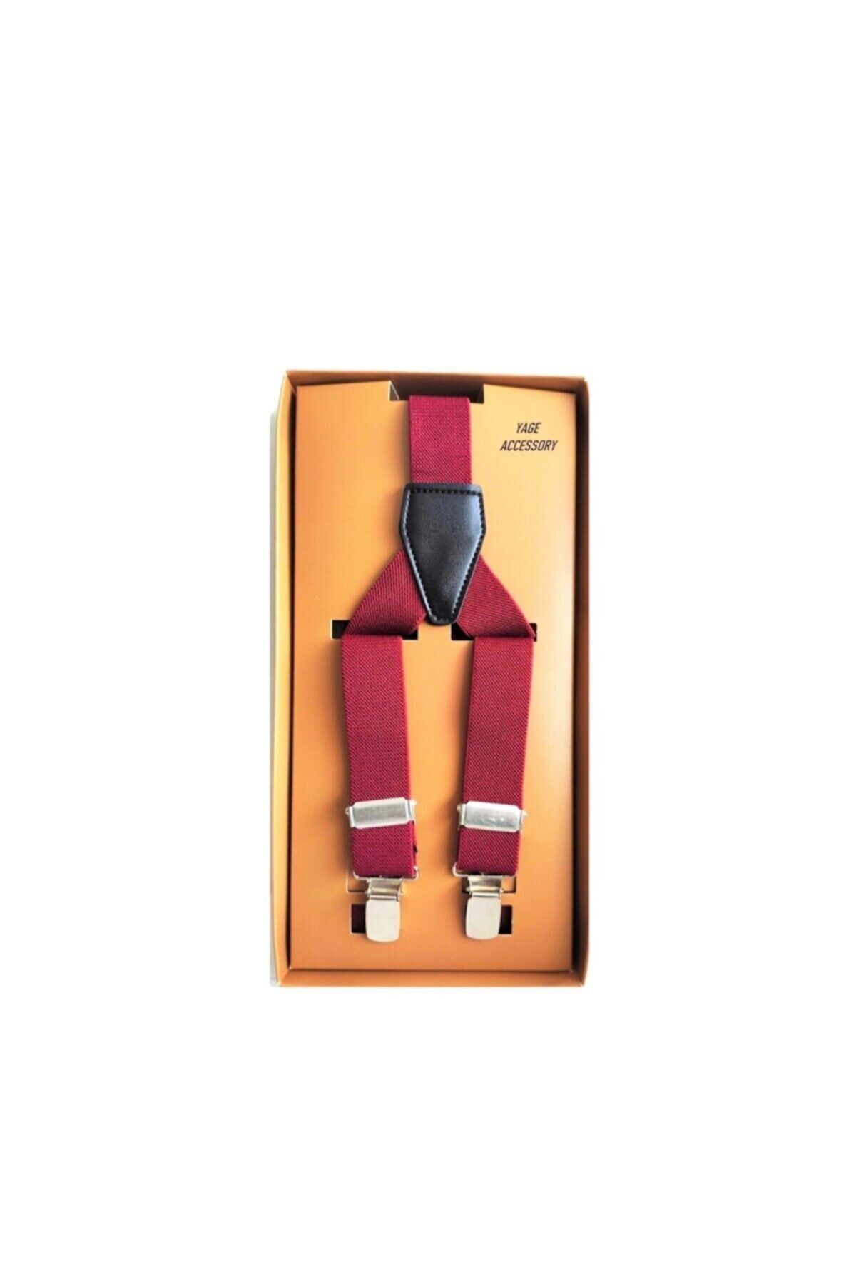 Yage 2,5 cm Unısex Bordo Pantolon Askısı