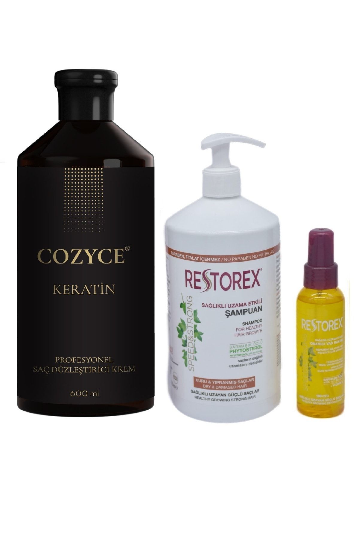 Restorex Kuru Ve Yıpr. Saçlar Için 1000 Ml Şampuan + Onarıcı Argan Bakımı 100 Ml+cozyce Keratin Bakımı 600 Ml
