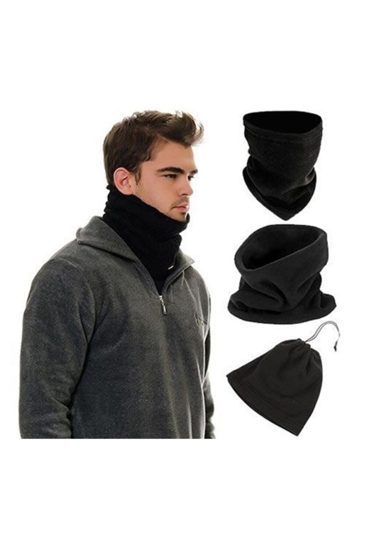 DecoTown Çok Fonksiyonlu Unisex Terletmez Kumaş İpli Polar Bere Boyunluk