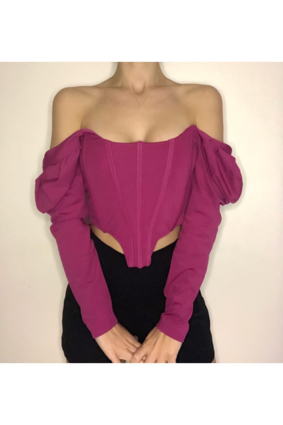 Sevgiboutique Korseli Ayarlanabilir Pembe Bluz