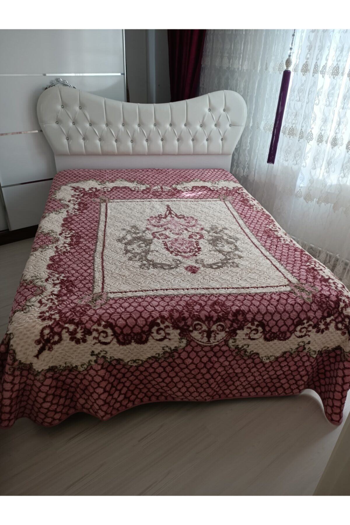 AKSU Pembe Desenli Çift Kişilik Kabartmalı Battaniye