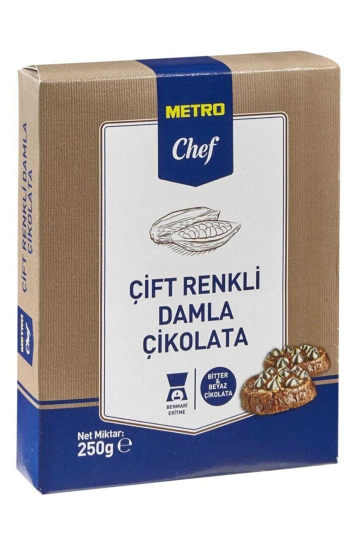 Metro Chef 3'lü Çift Renkli Damla Çikolata 250 Gr