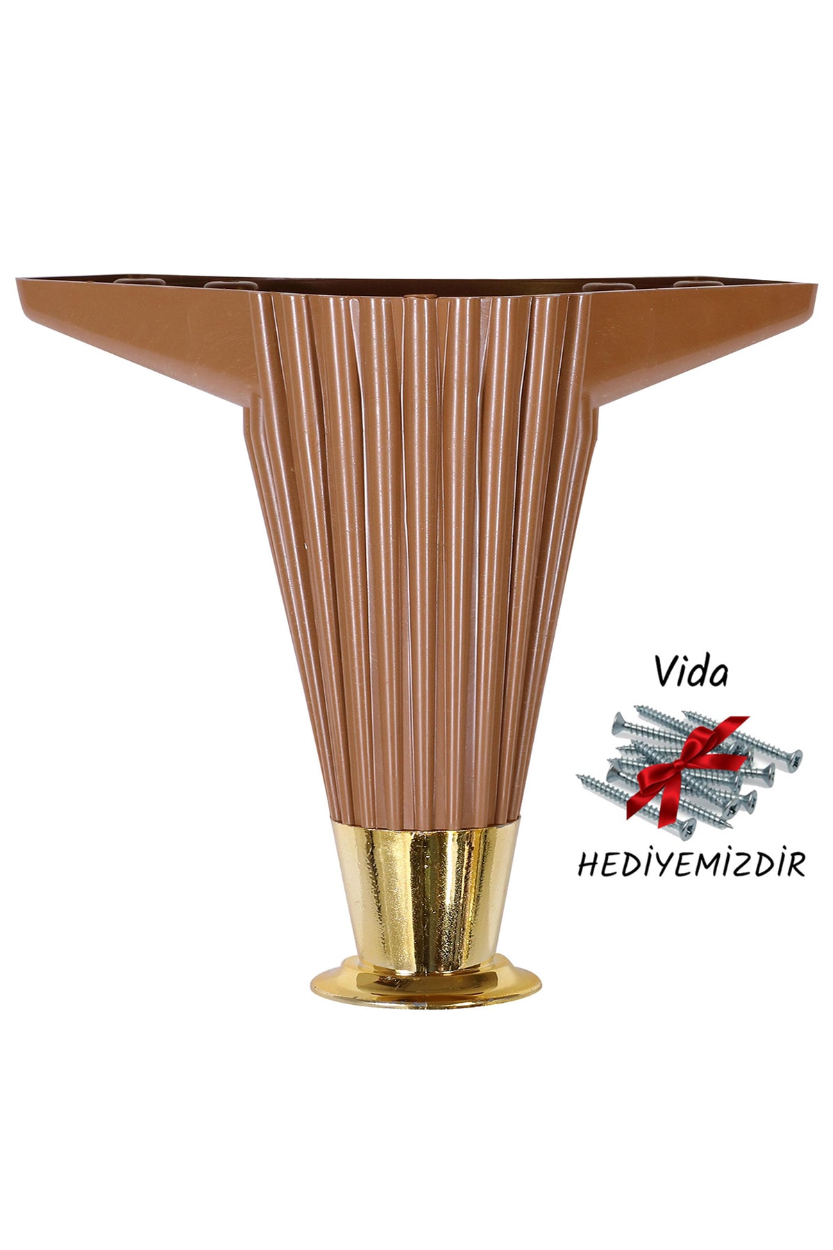 Badem10 Nobel Mobilya Kanepe Masa Sehpa Ayağı Baza Ayak 12 Cm (kahve-gold)