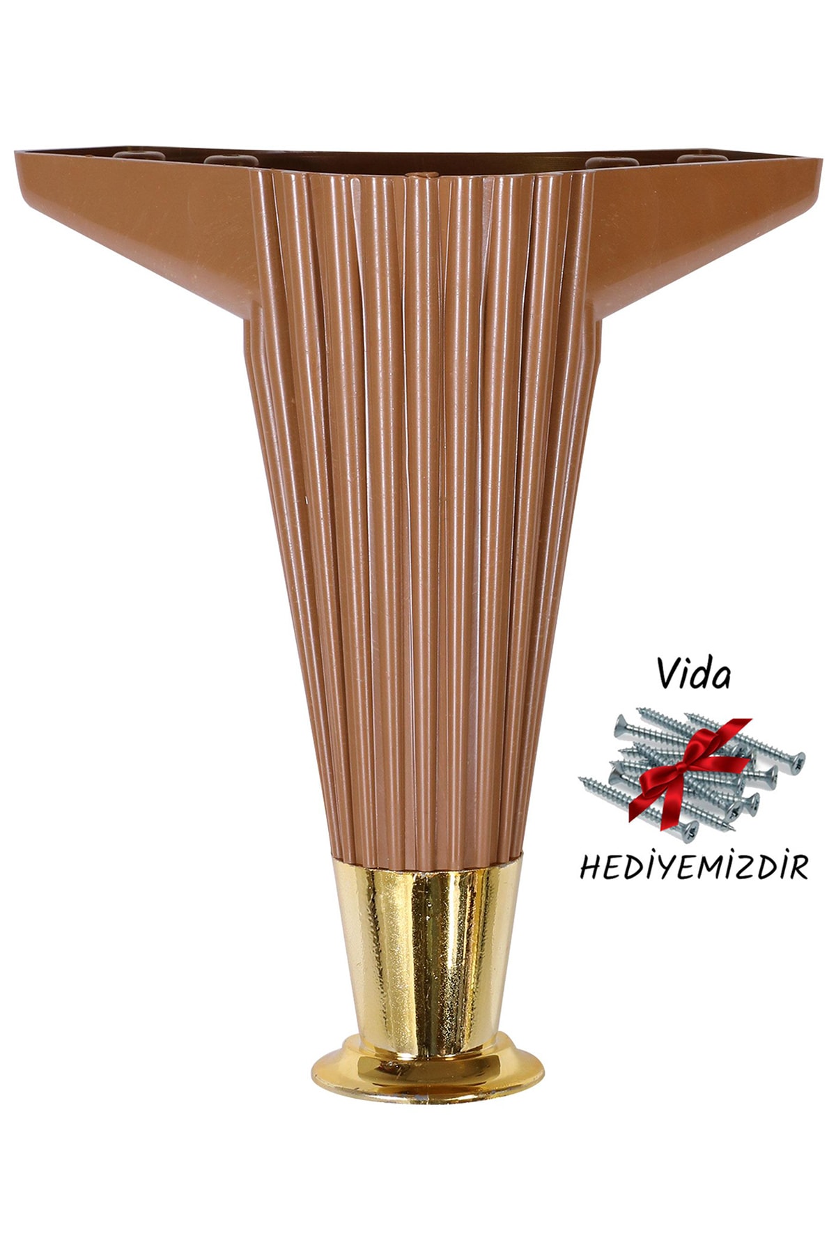 Badem10 Nobel Mobilya Kanepe Masa Sehpa Ayağı Baza Ayak 15 Cm (kahve-gold)