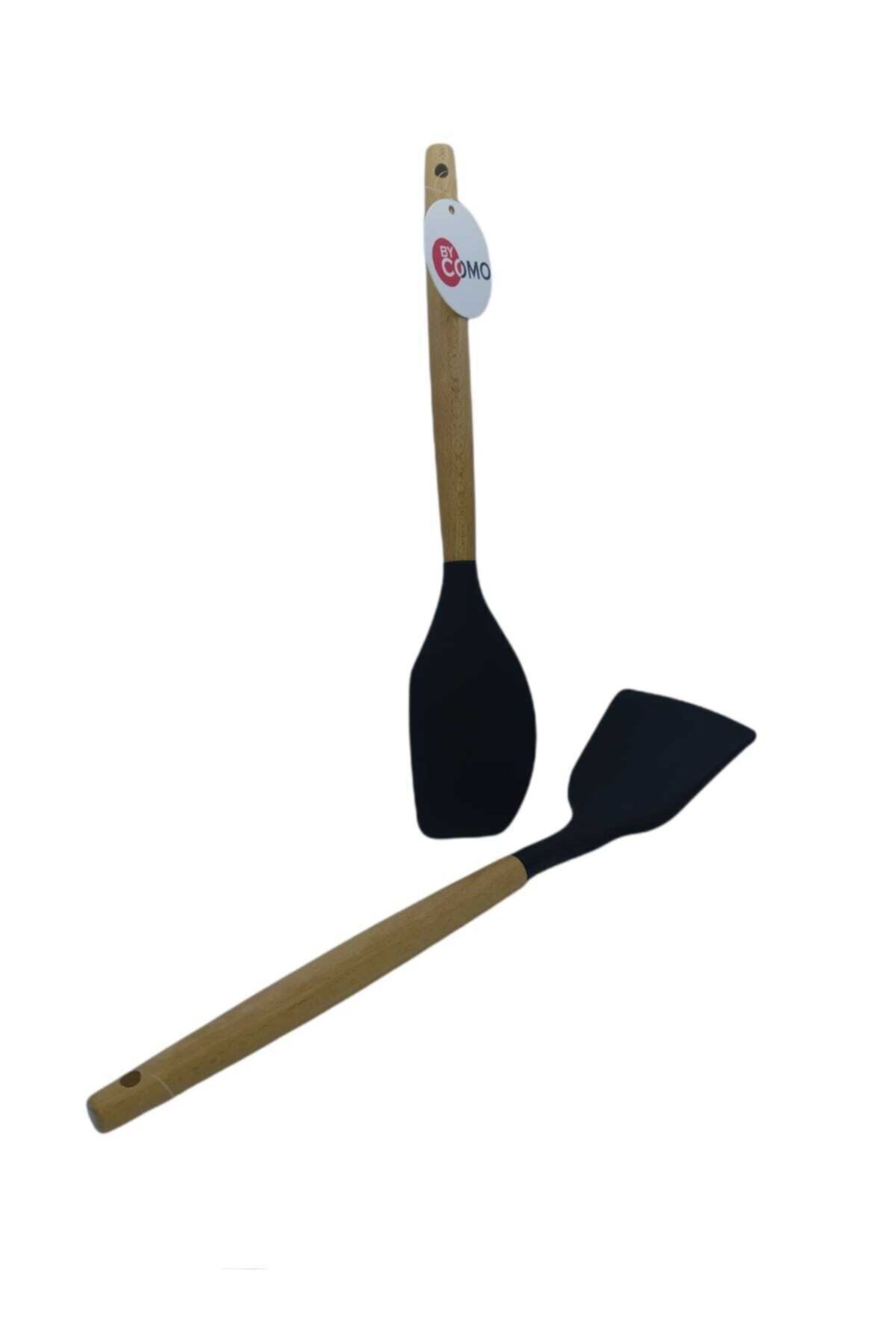 Bycomo Ahşap Saplı Yanmaz Yapışmaz Lüks Silikon Spatula Seti 2 ' Li