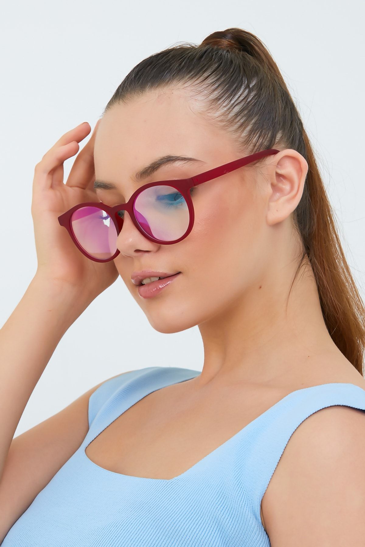 ModaLucci Unisex Mavi Işık Filtreli Bilgisayar Gözlüğü Kırmızı Yeni Sezon
