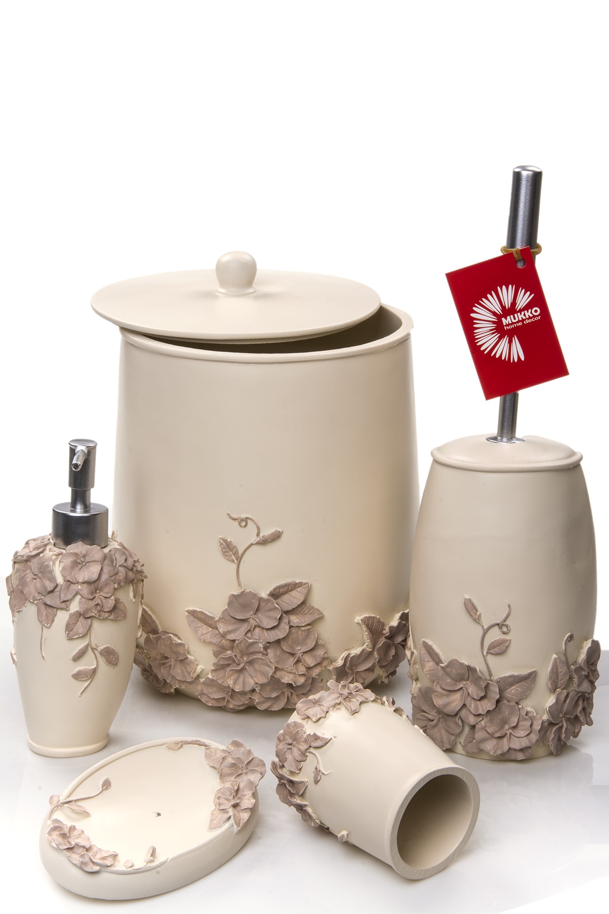 MUKKO HOME 5 Parça Banyo Seti Kozmos Krem