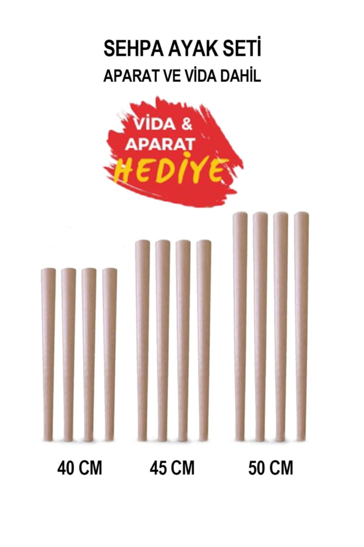 Ion Sehpa Ayağı - Sandalye - Zigon Ayağı Için 4x3 Konik Ayak Seti 40-45-50 Cm Açılı Aparatlı