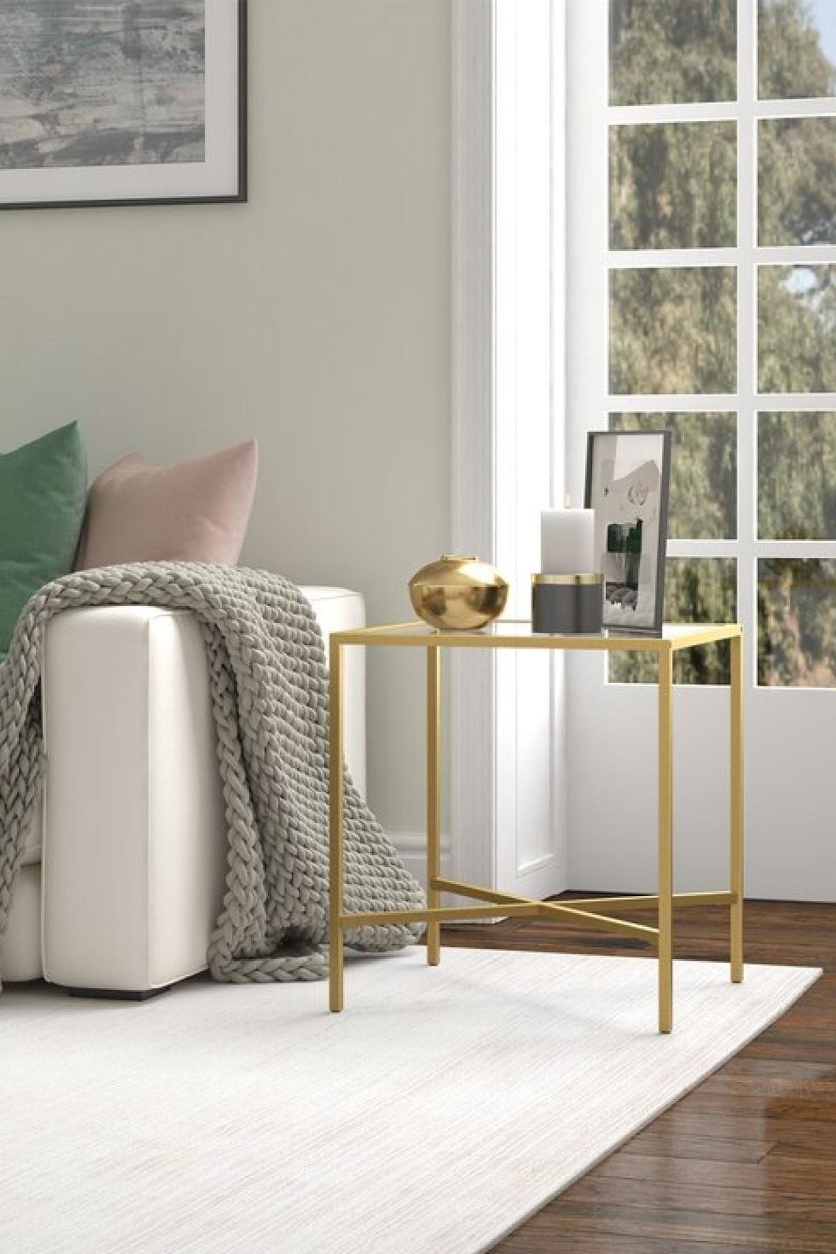tino furniture Aqua Gold Metal Yan Sehpa