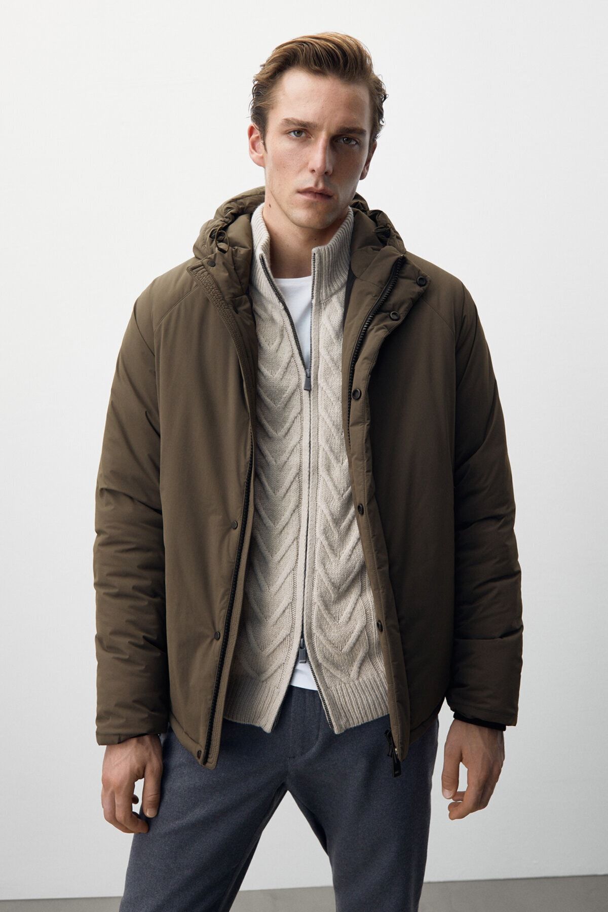 Massimo Dutti Kapüşonlu Kısa Parka