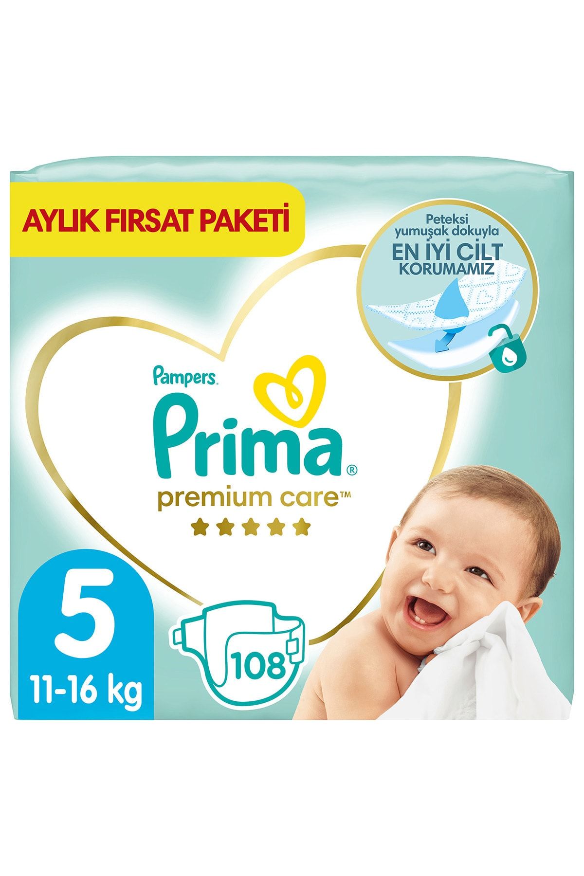 Prima Bebek Bezi Premium Care 5 Beden 108 Adet Junior Aylık Fırsat Paketi