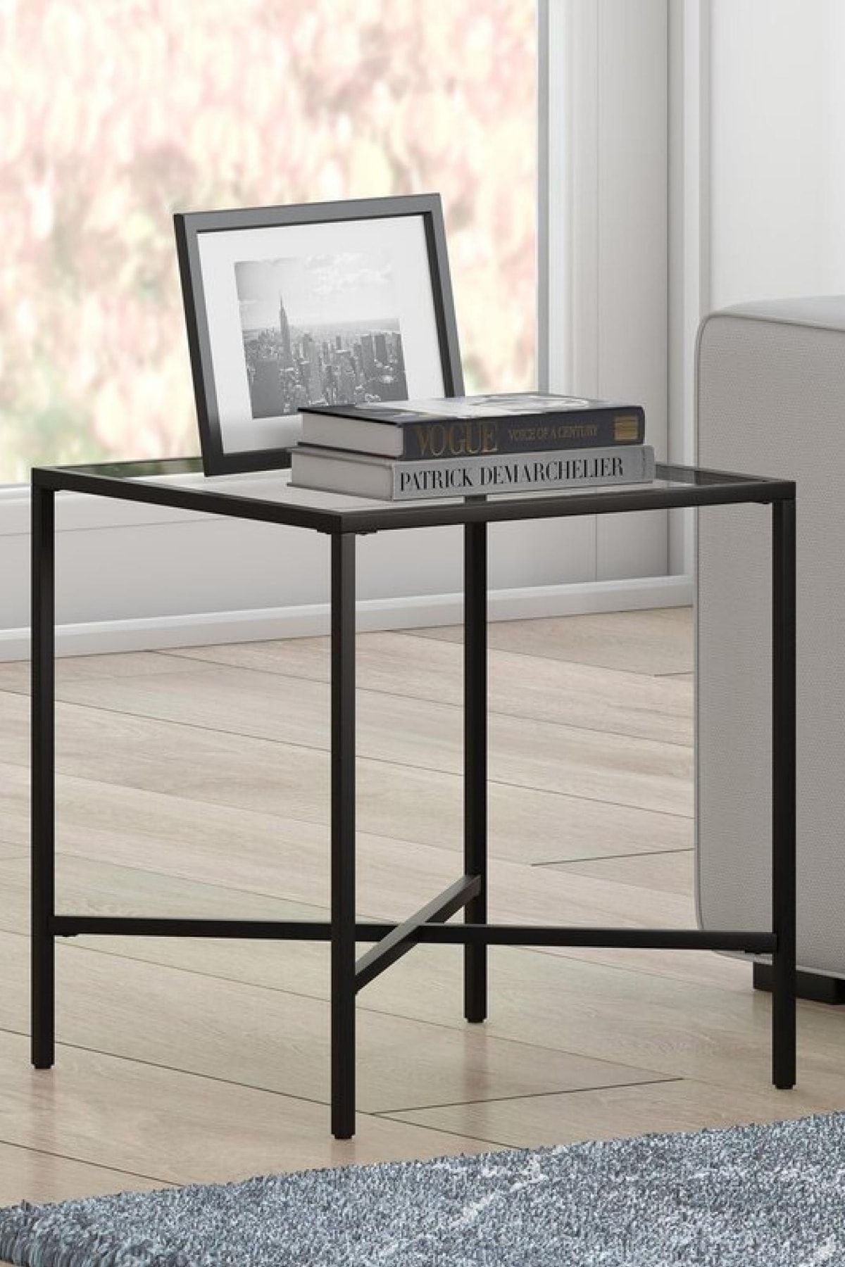 tino furniture Aqua Siyah Metal Yan Sehpa
