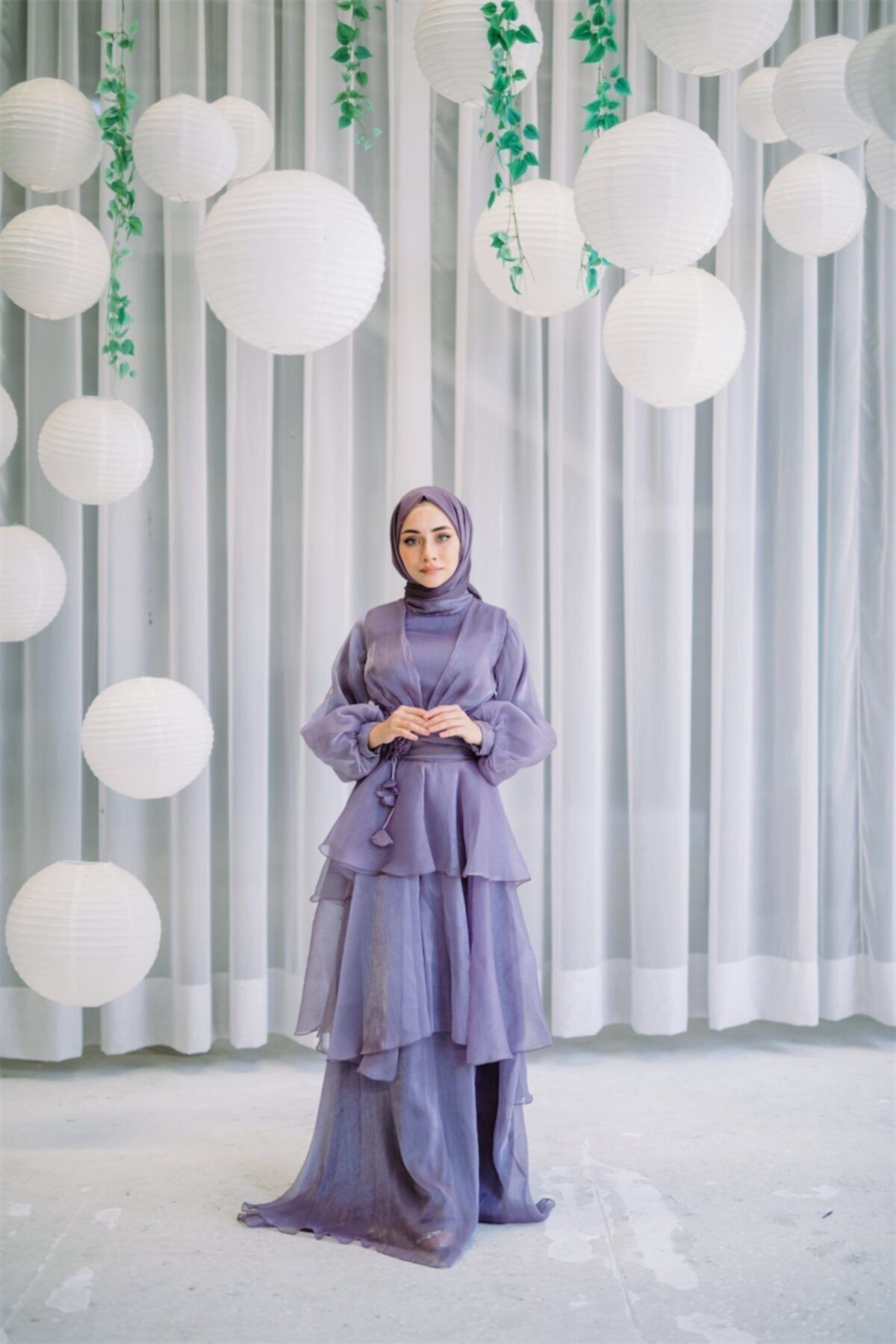 Ahunare Lady Tesettür Abiye - Lila