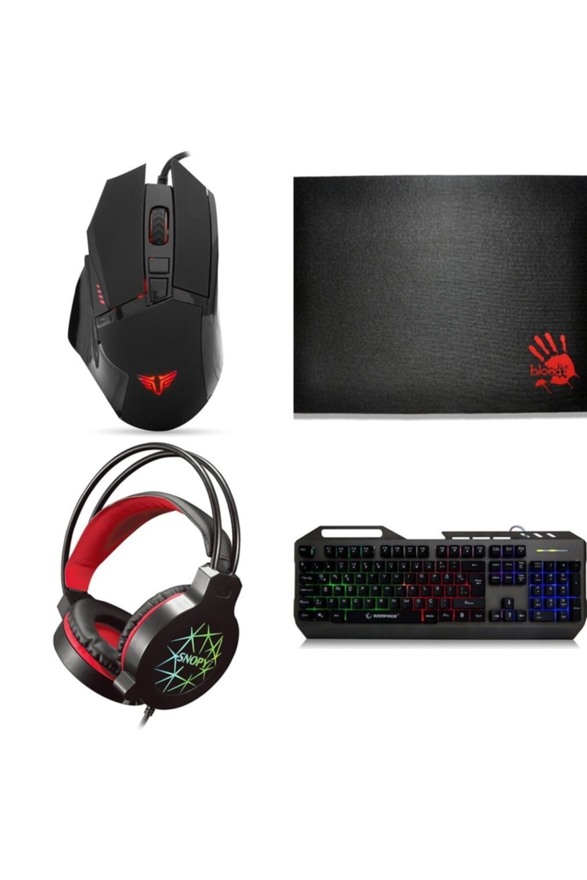 Rampage Tkz-r73gx7 Özel Tasarım Gaming Profesyonel Bloody Mouse Pad'li Oyuncu Set
