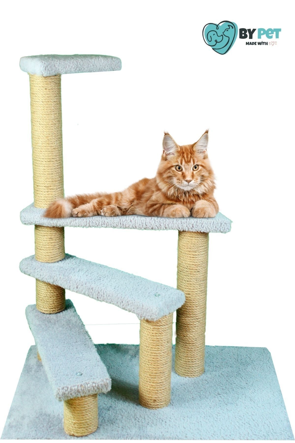 BYPET Three Step Tırmalama Ve Oyun Platformu 3lü Basamak Kedi Tırmalama Alanı